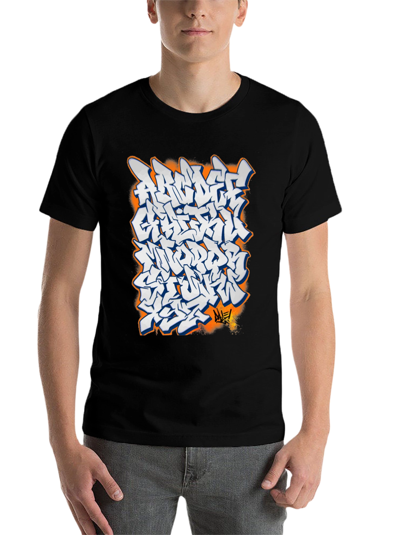 Black Urban Graffiti Graphic Tee - Cool Streetwear T-Shirt view 7