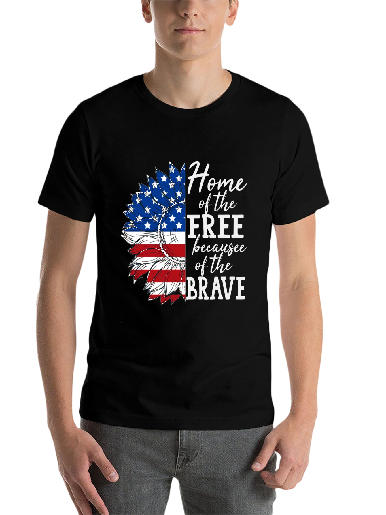 Black Patriotic Sunflower Graphic Tee - Home of the Free view 7