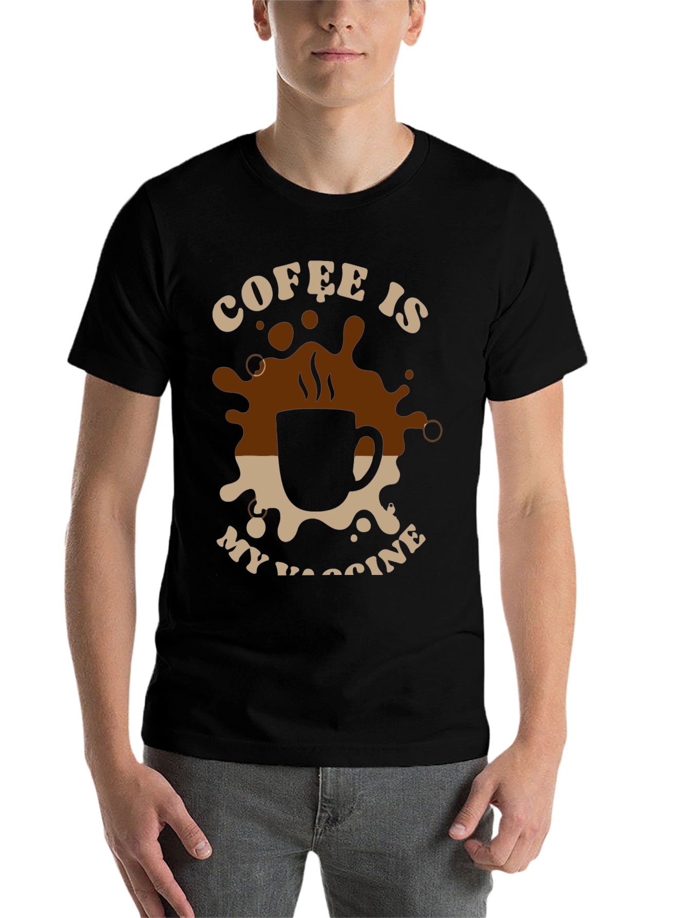 Black Coffee is My Vaccine T-Shirt - Black view 7