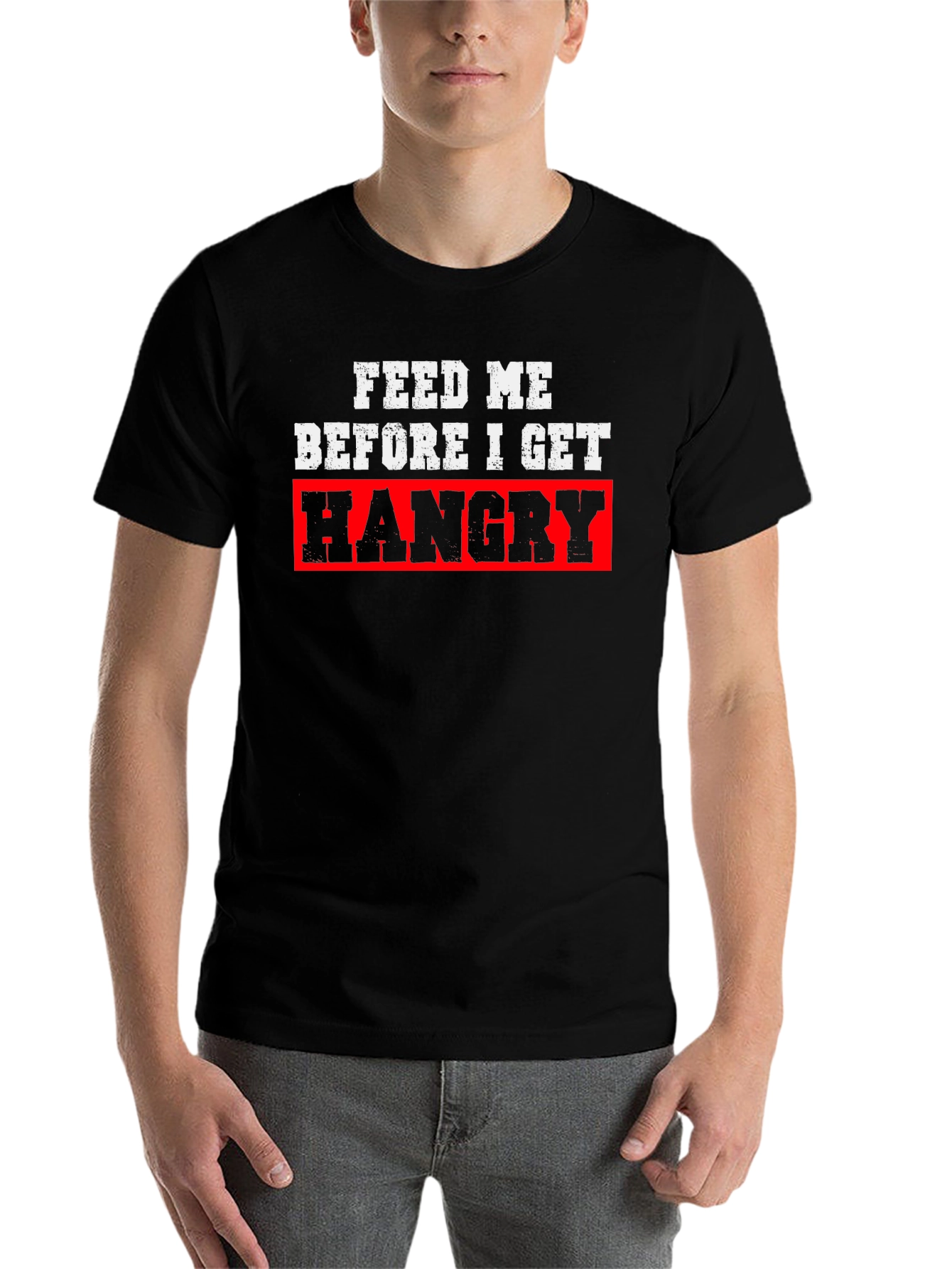 Black Feed Me Before I Get Hangry Black T-Shirt view 7