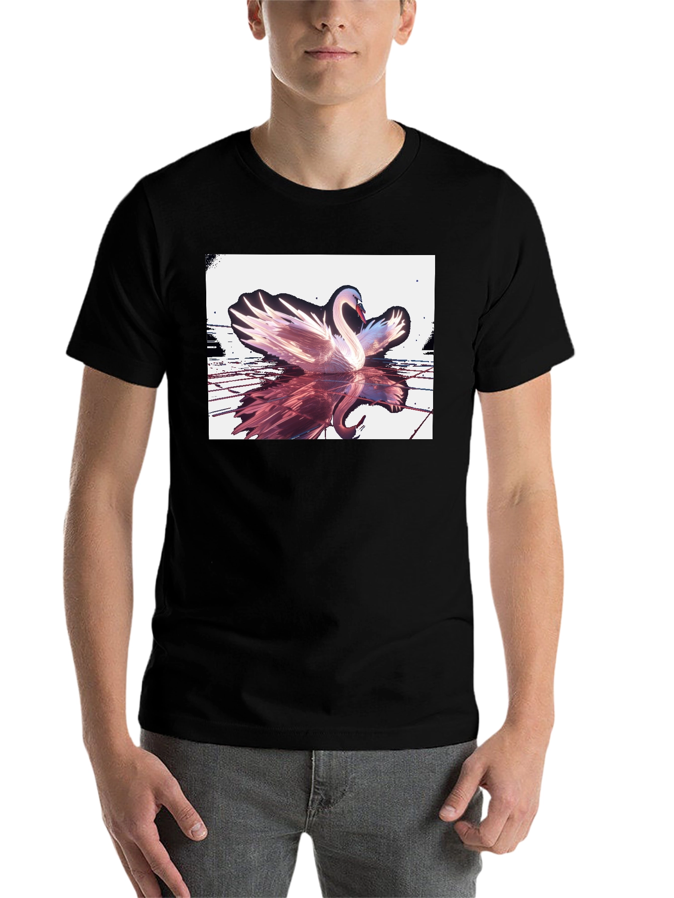 Black Swan Reflection Graphic Tee - Black view 7