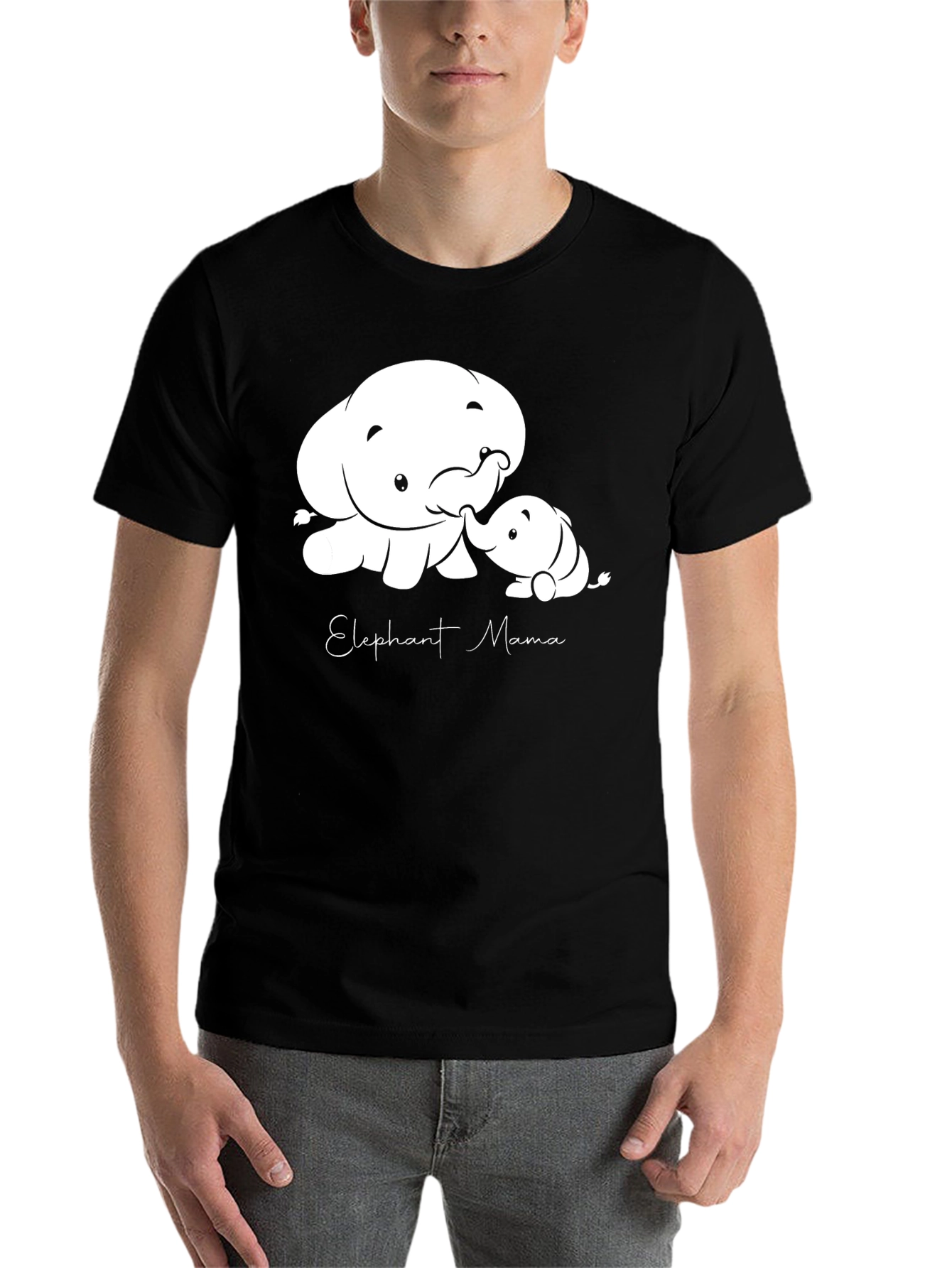 Black Elephant Mama Graphic T-Shirt view 7