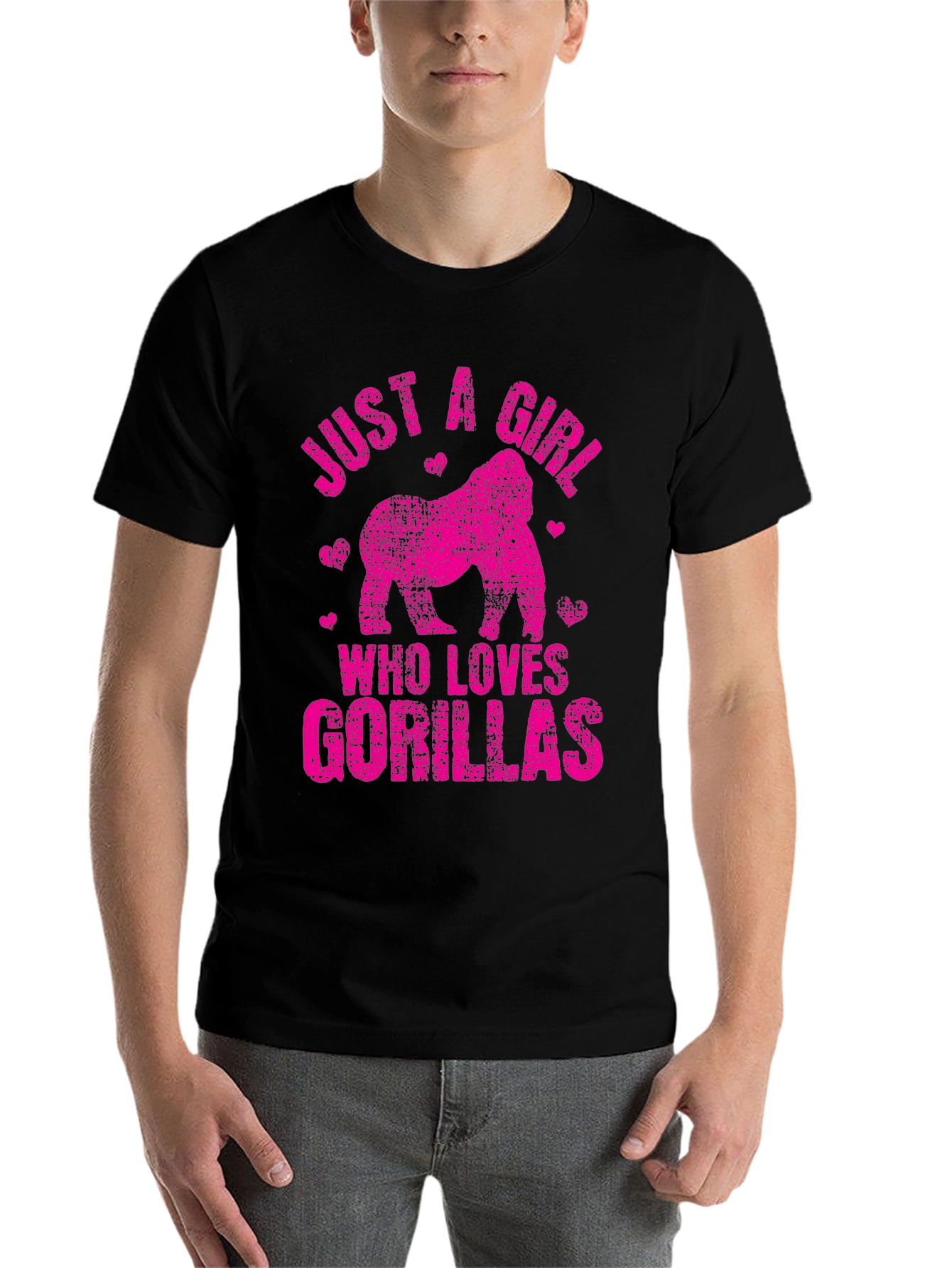 Black Gorilla Lover T-Shirt - Just a Girl Who Loves Gorillas! view 7