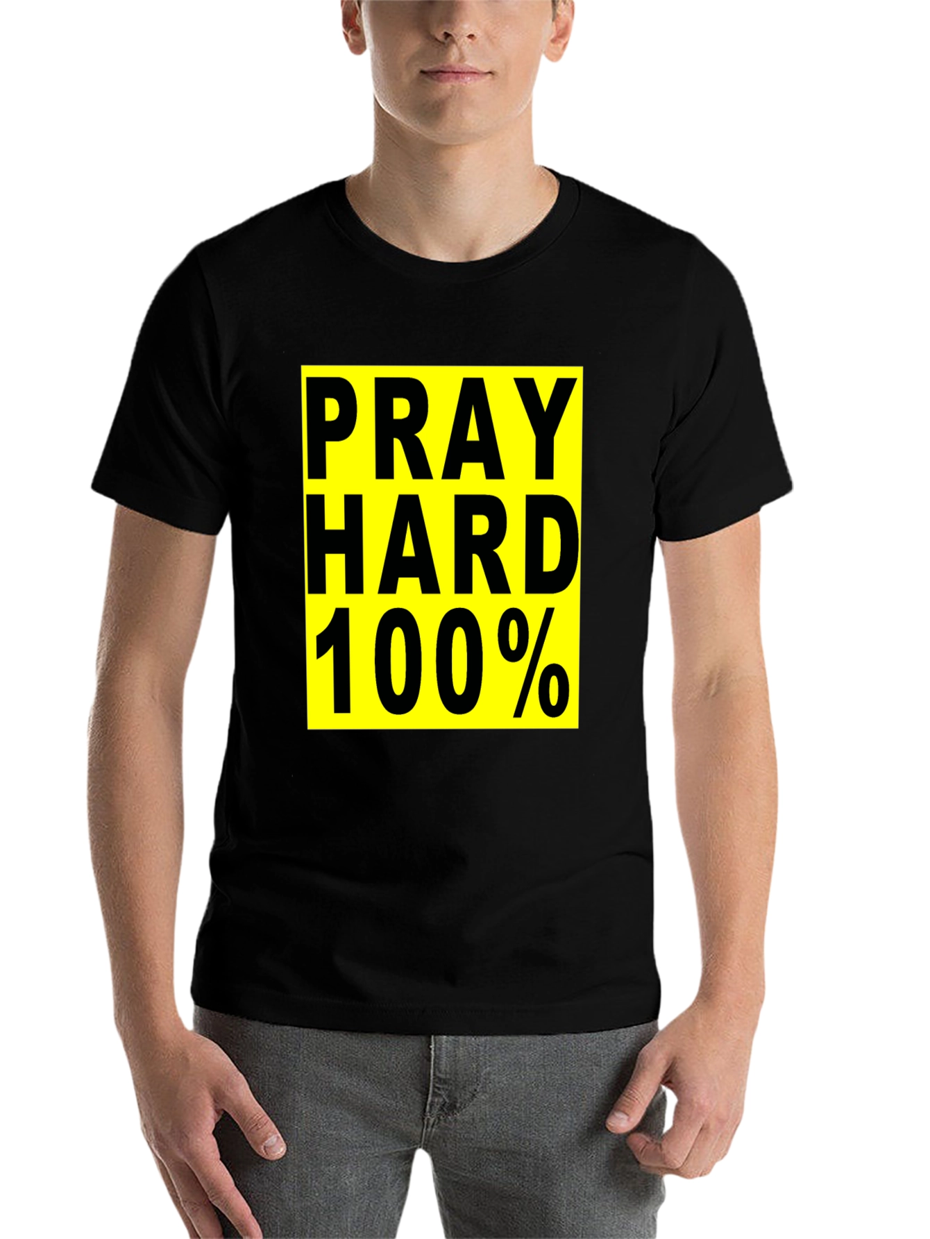 Pray Hard 100% Graphic T-Shirt - Black - 7