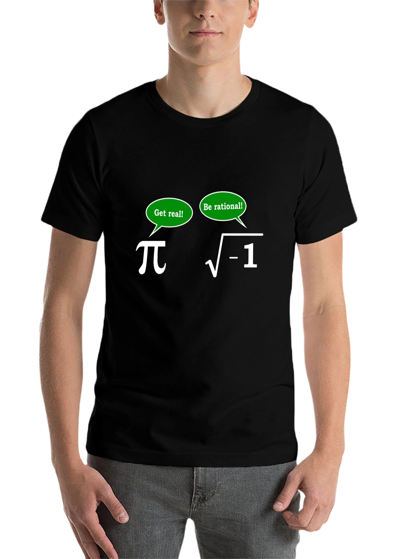 Black Math Humor T-Shirt - Get Real! Be Rational! view 7
