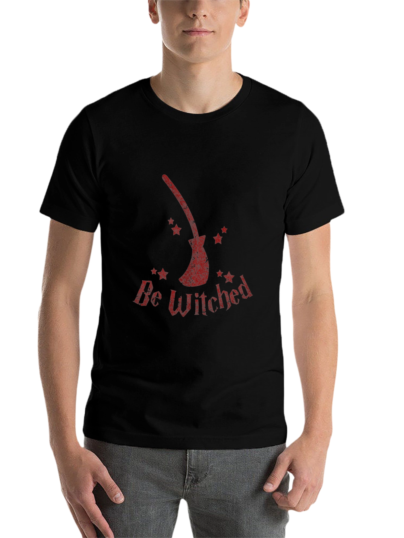Black Be Witched T-Shirt - Halloween Broom Tee view 7