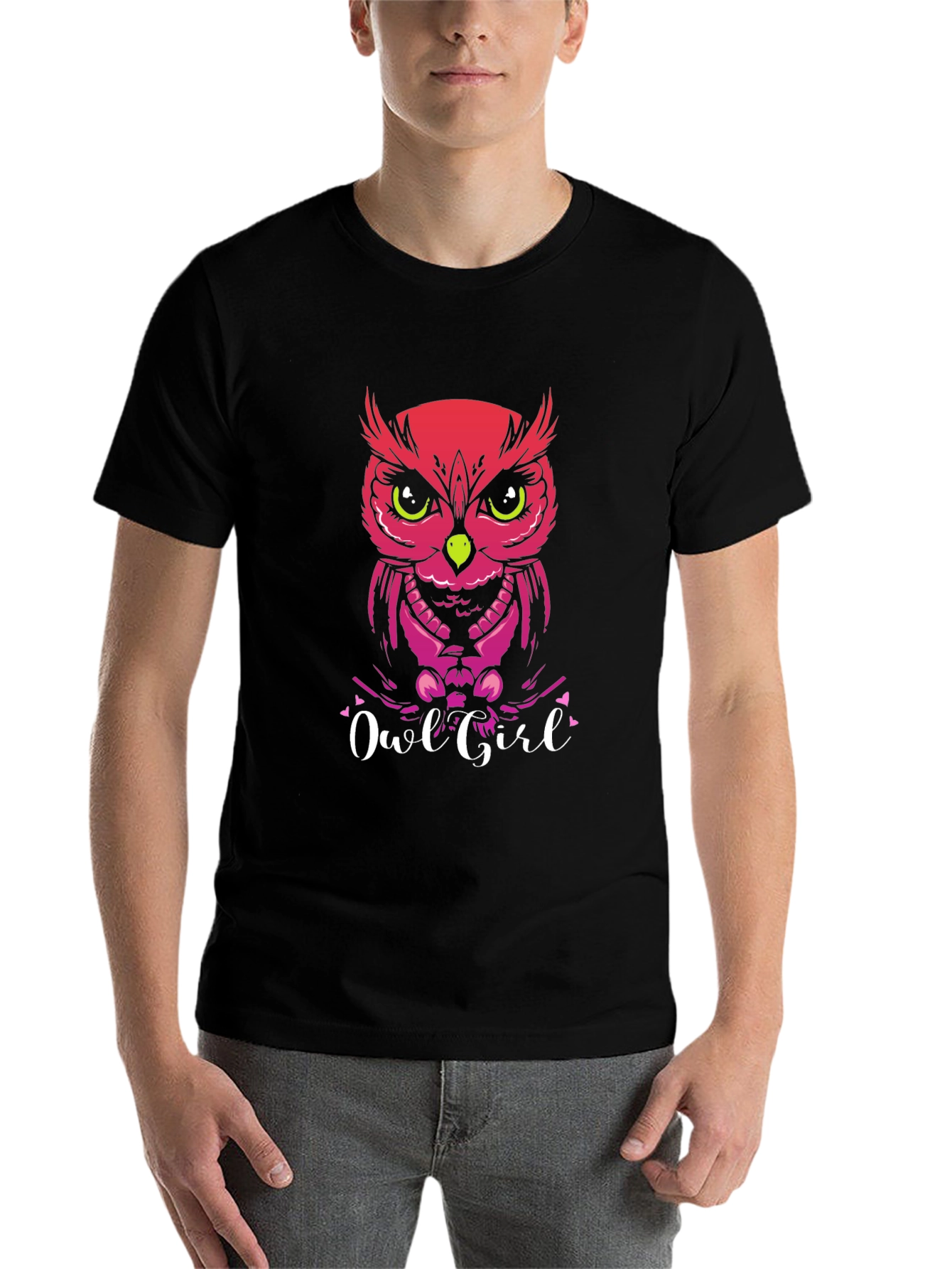 Black Owl Girl Graphic Tee - Unique Fashion Statement view 7