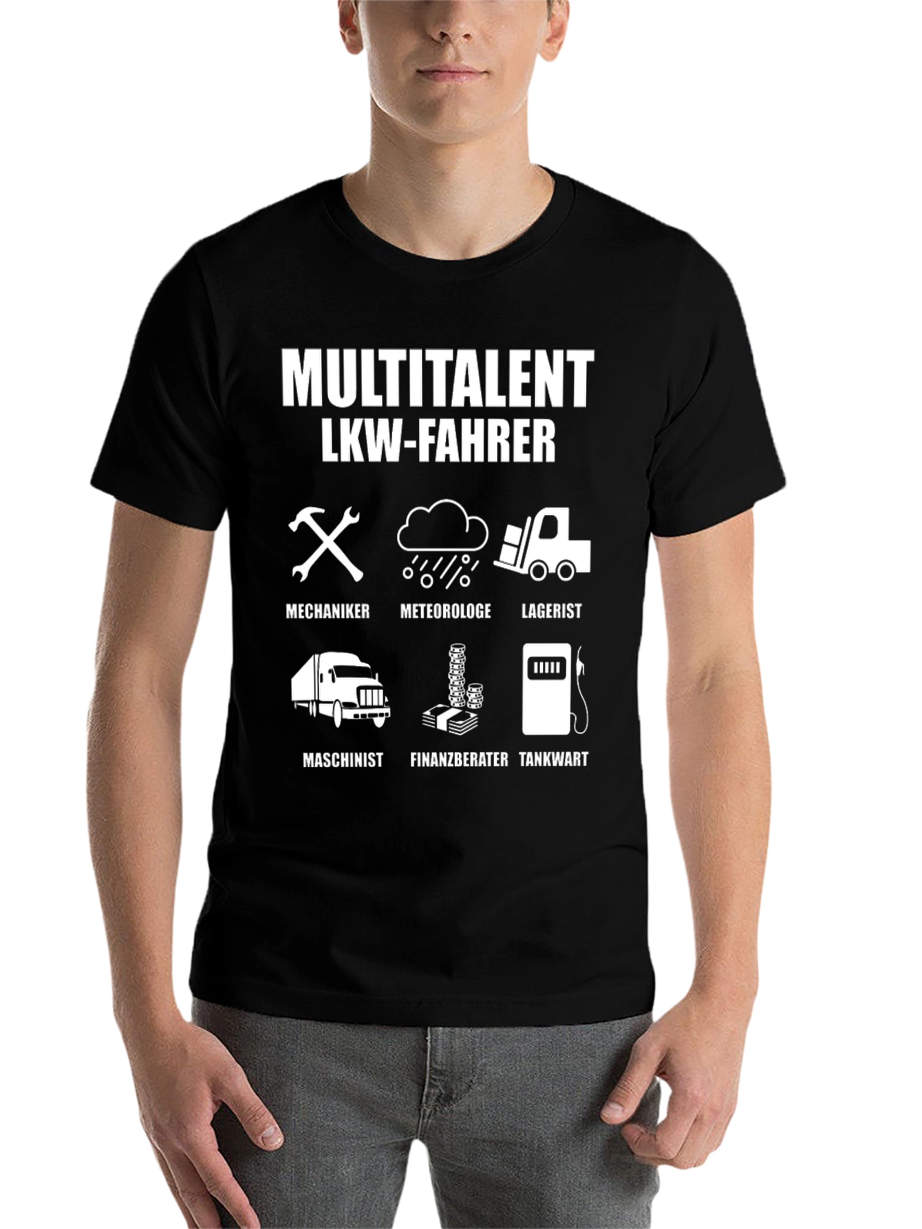 Black Multitalent LKW-Fahrer Black Graphic T-Shirt view 7
