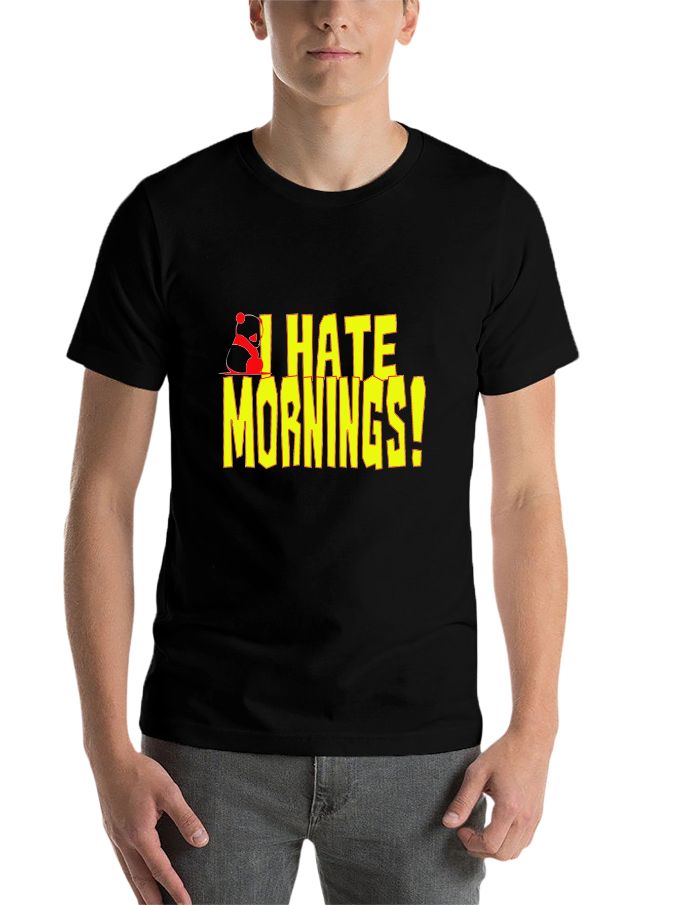 Black I Hate Mornings! Graphic T-Shirt view 7