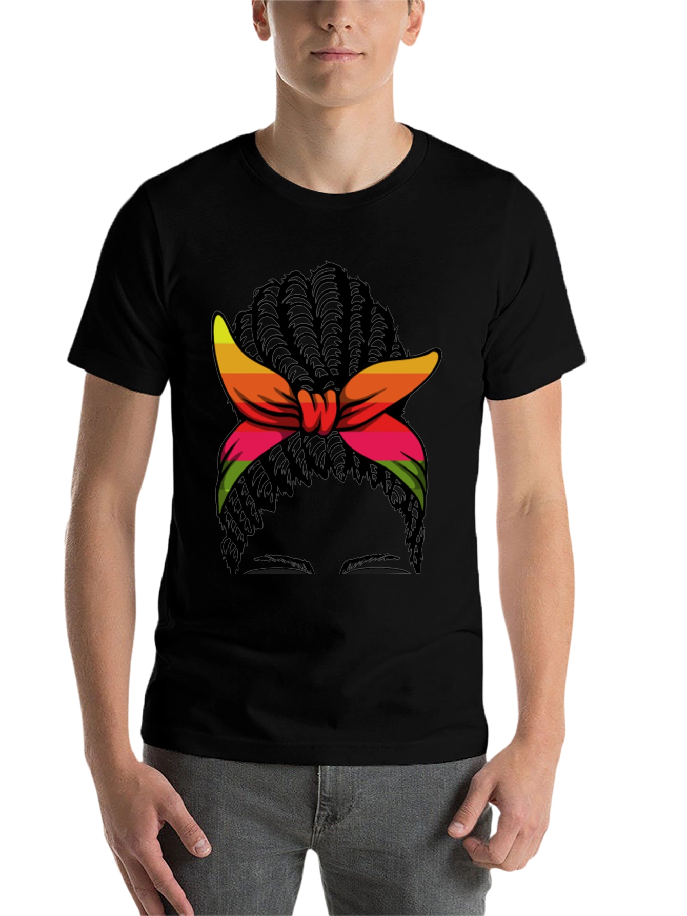 Black Black T-Shirt with Woman Graphic view 7