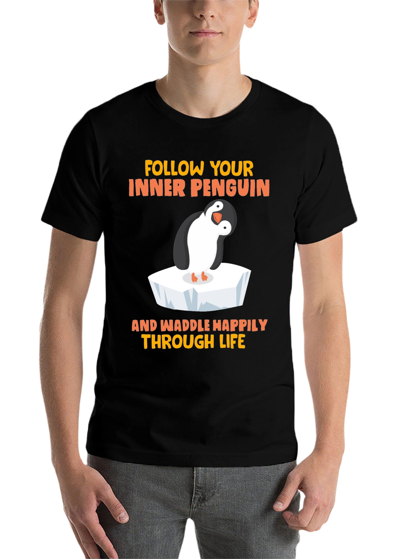 Black Penguin Graphic T-Shirt - Waddle Happily view 7