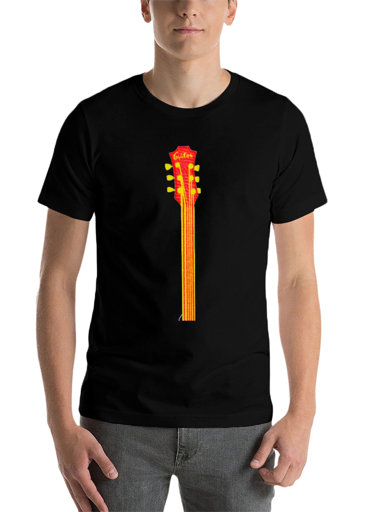 Black Guitar Neck Graphic Tee - Casual Style view 7