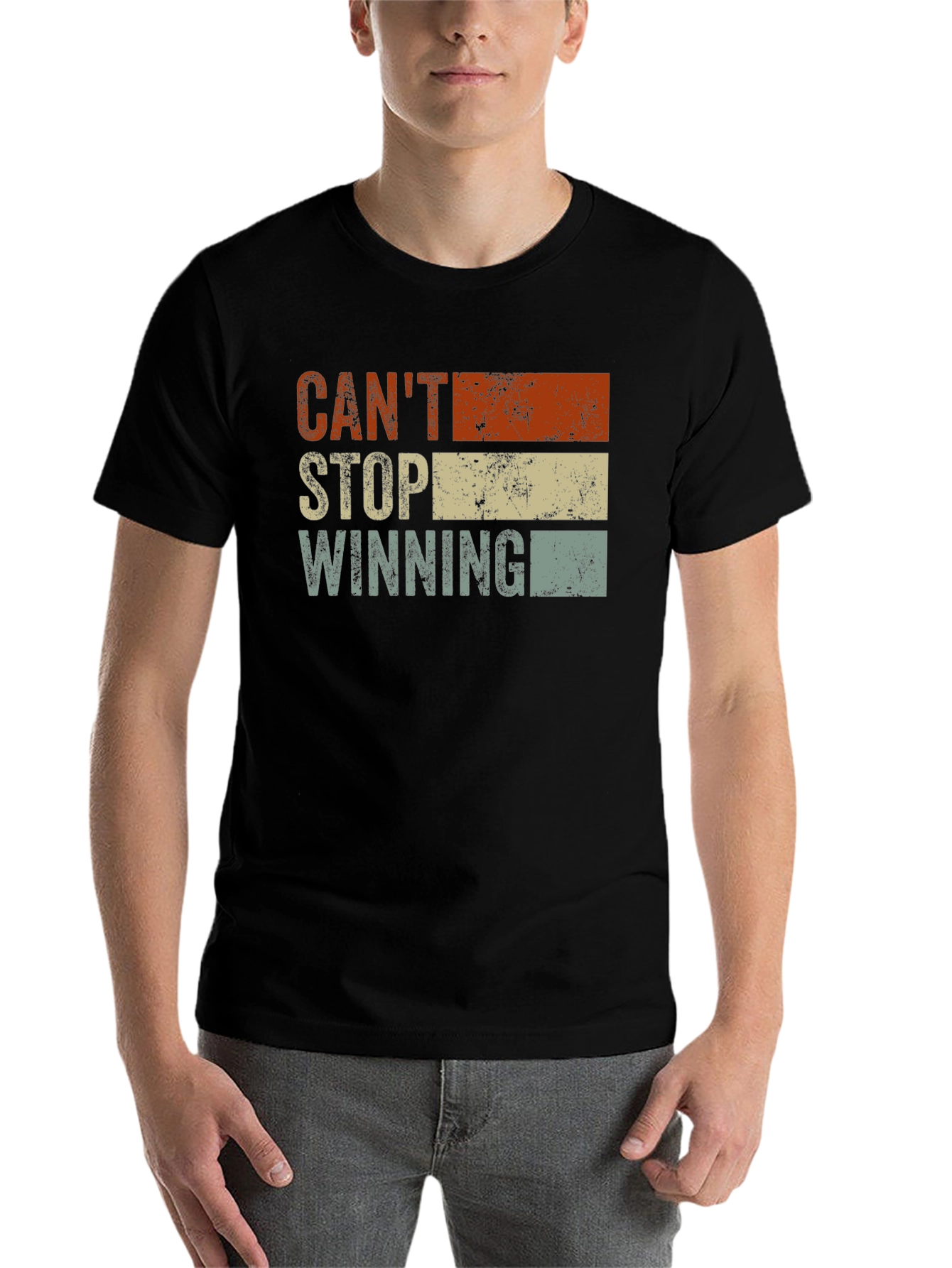 Black Can't Stop Winning Vintage Graphic T-Shirt view 7