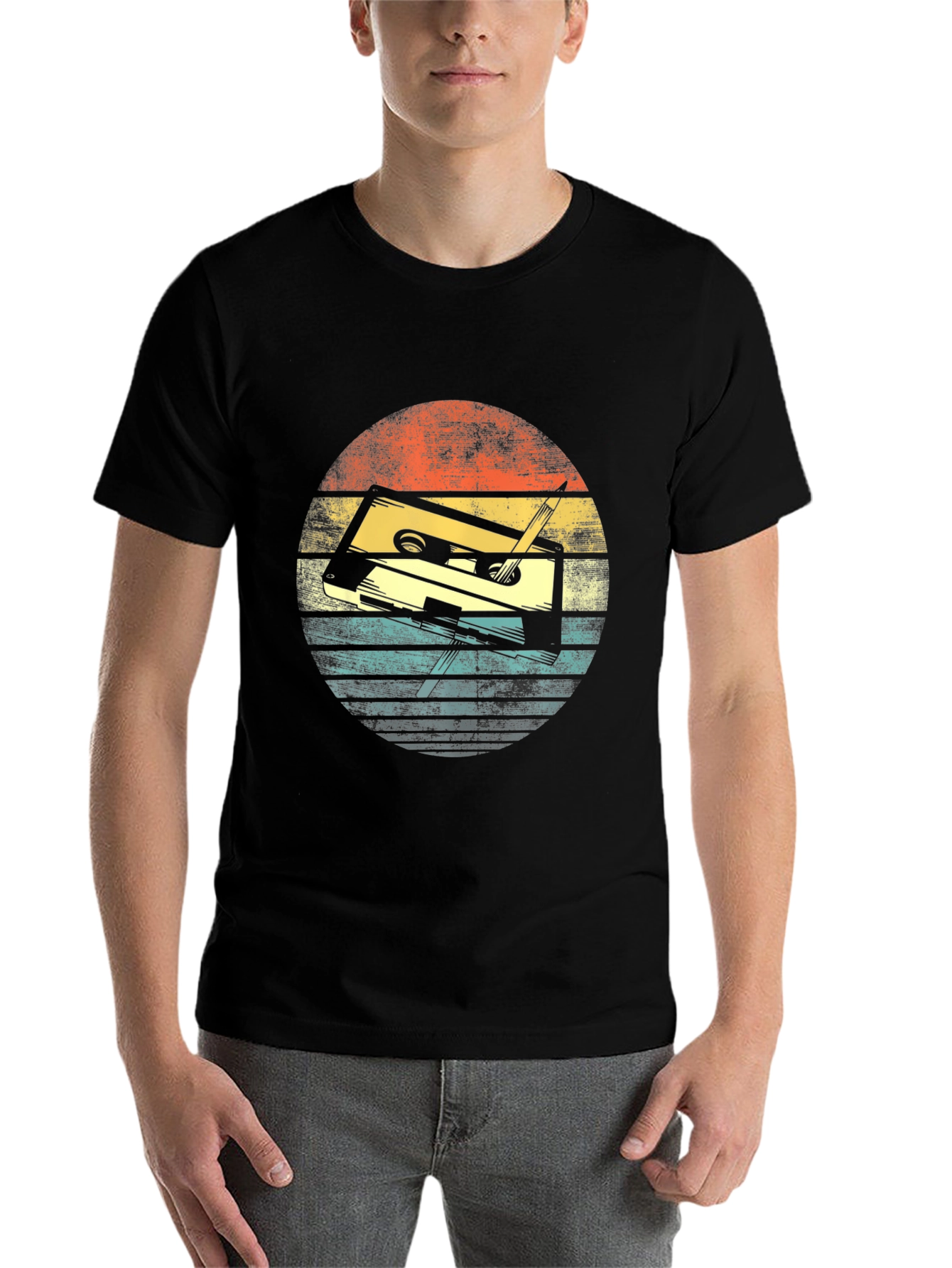 Black Retro Cassette Tape Graphic T-Shirt view 7