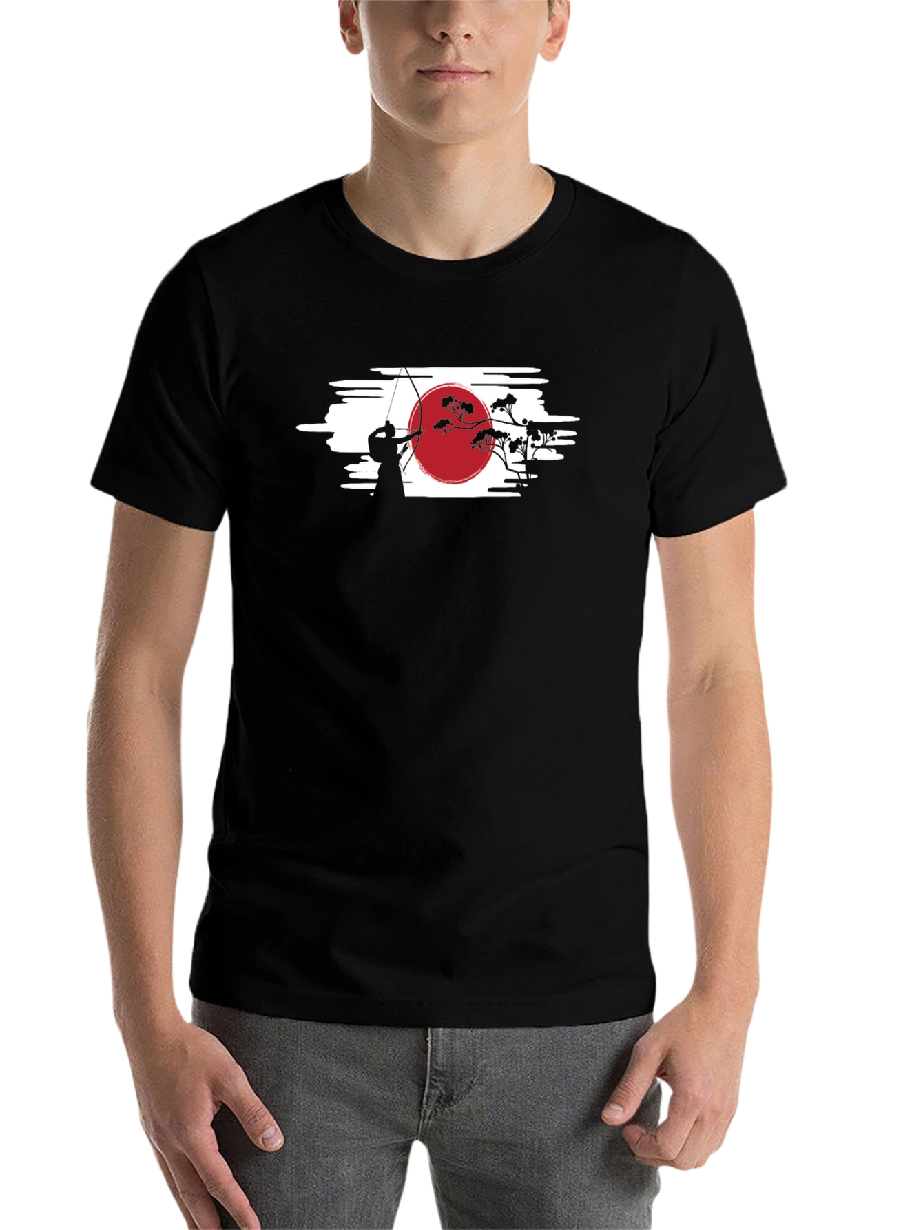 Black Japanese Archery T-Shirt - Black Cotton Tee view 7
