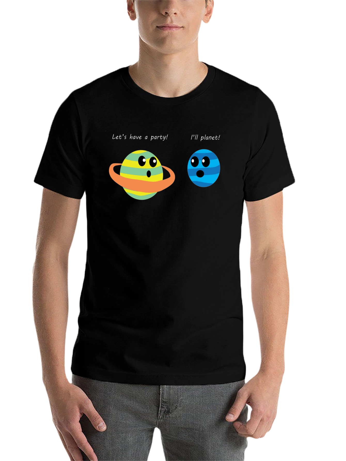 Black Funny Planet Party T-Shirt view 7