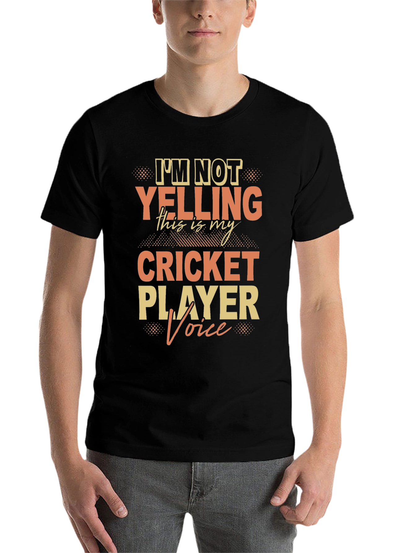 Black Cricket Player Voice T-Shirt view 7