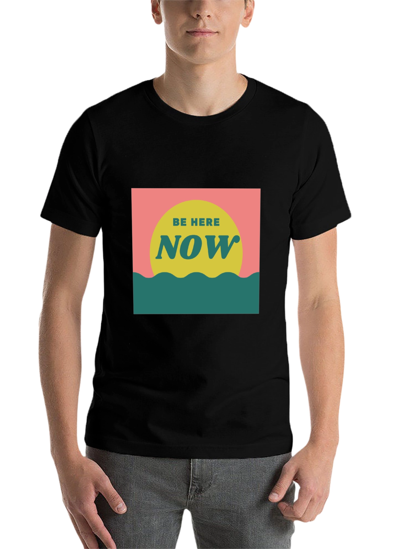Black Be Here Now Graphic Tee - Zen Inspired Comfort view 7
