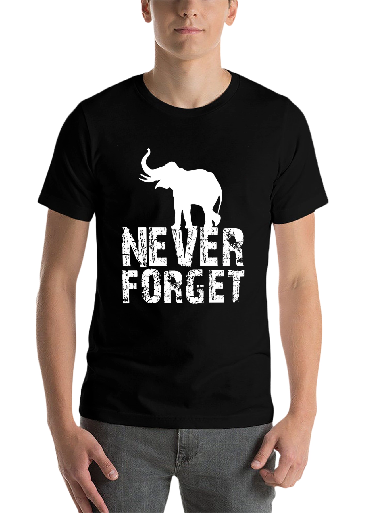 Black Never Forget Elephant Graphic Tee - Black T-Shirt view 7