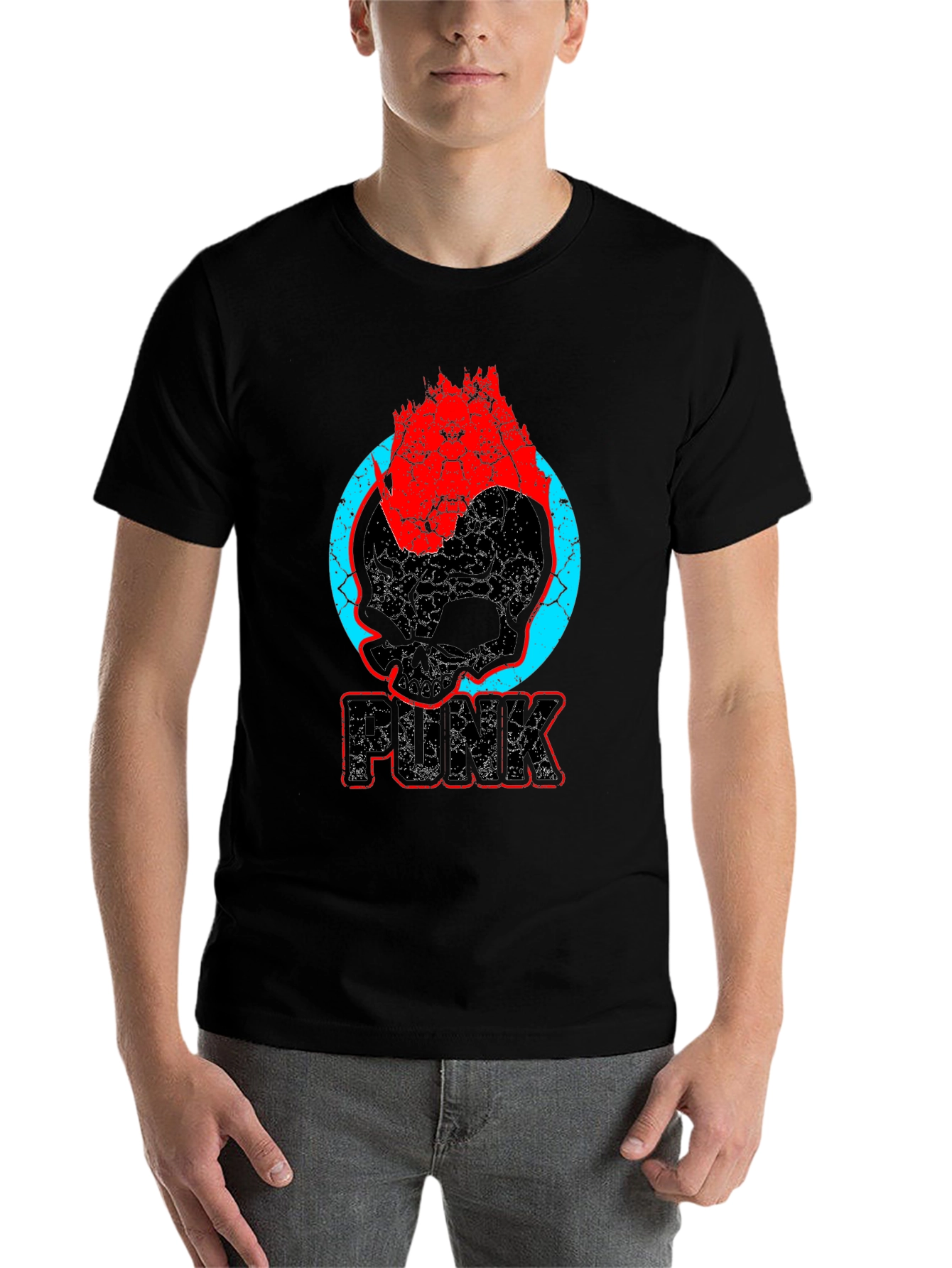 Black Punk Skull Graphic T-Shirt - Bold & Edgy Design view 7