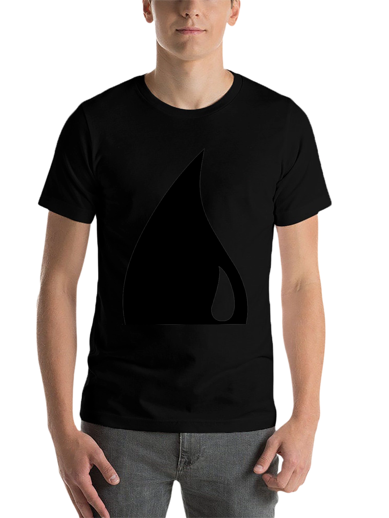 Black Minimalist Black Teardrop Graphic Tee - Modern Style view 7