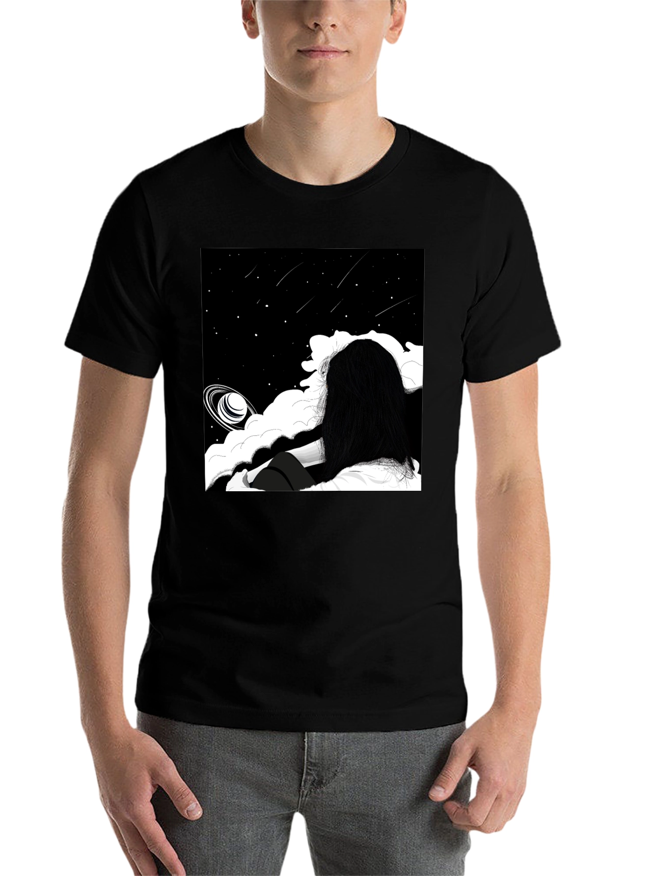 Black Cosmic Dreamscape T-Shirt view 7