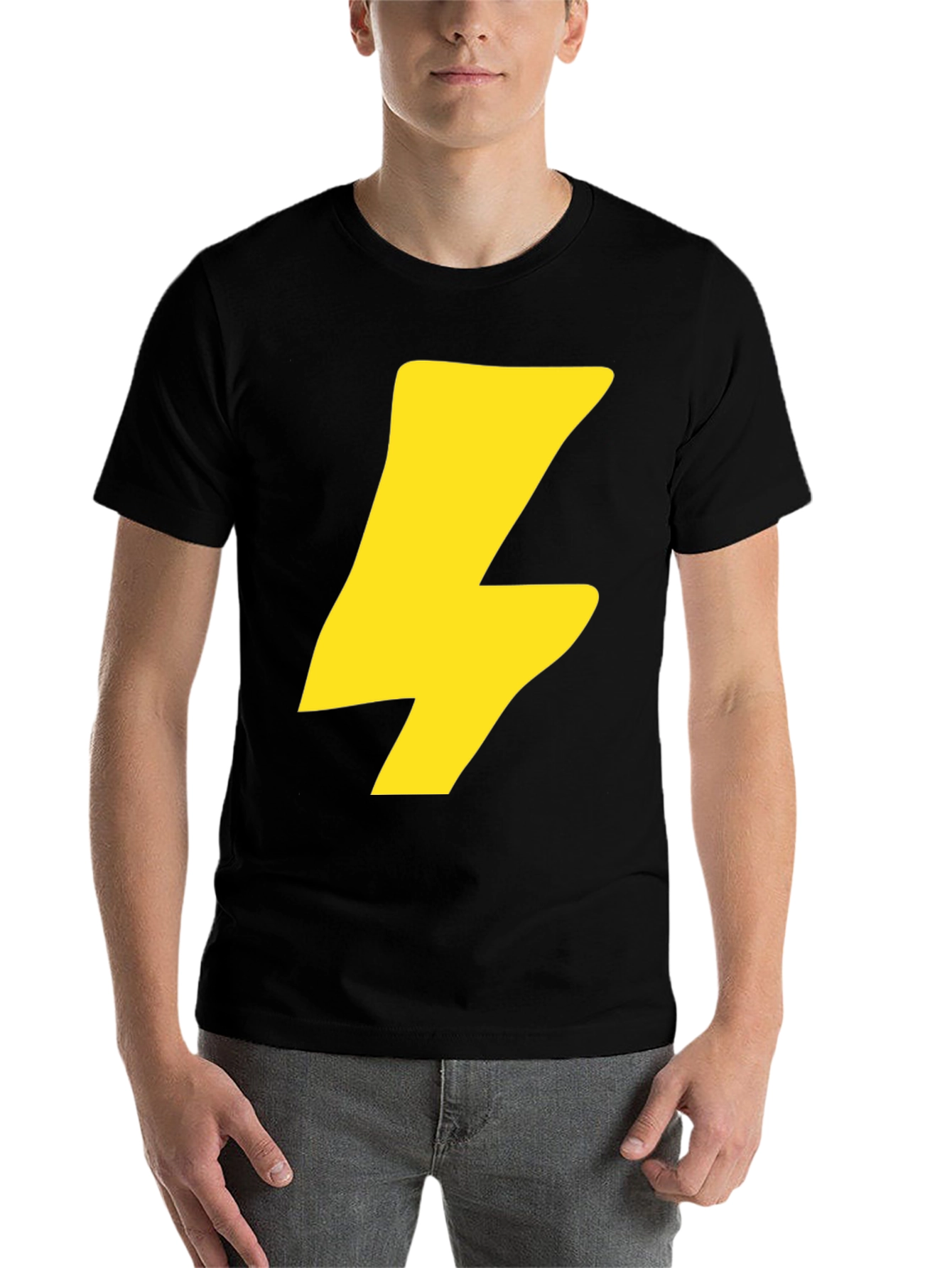 Black Flash Bolt Graphic Tee - Black Cotton Crew Neck T-Shirt view 7