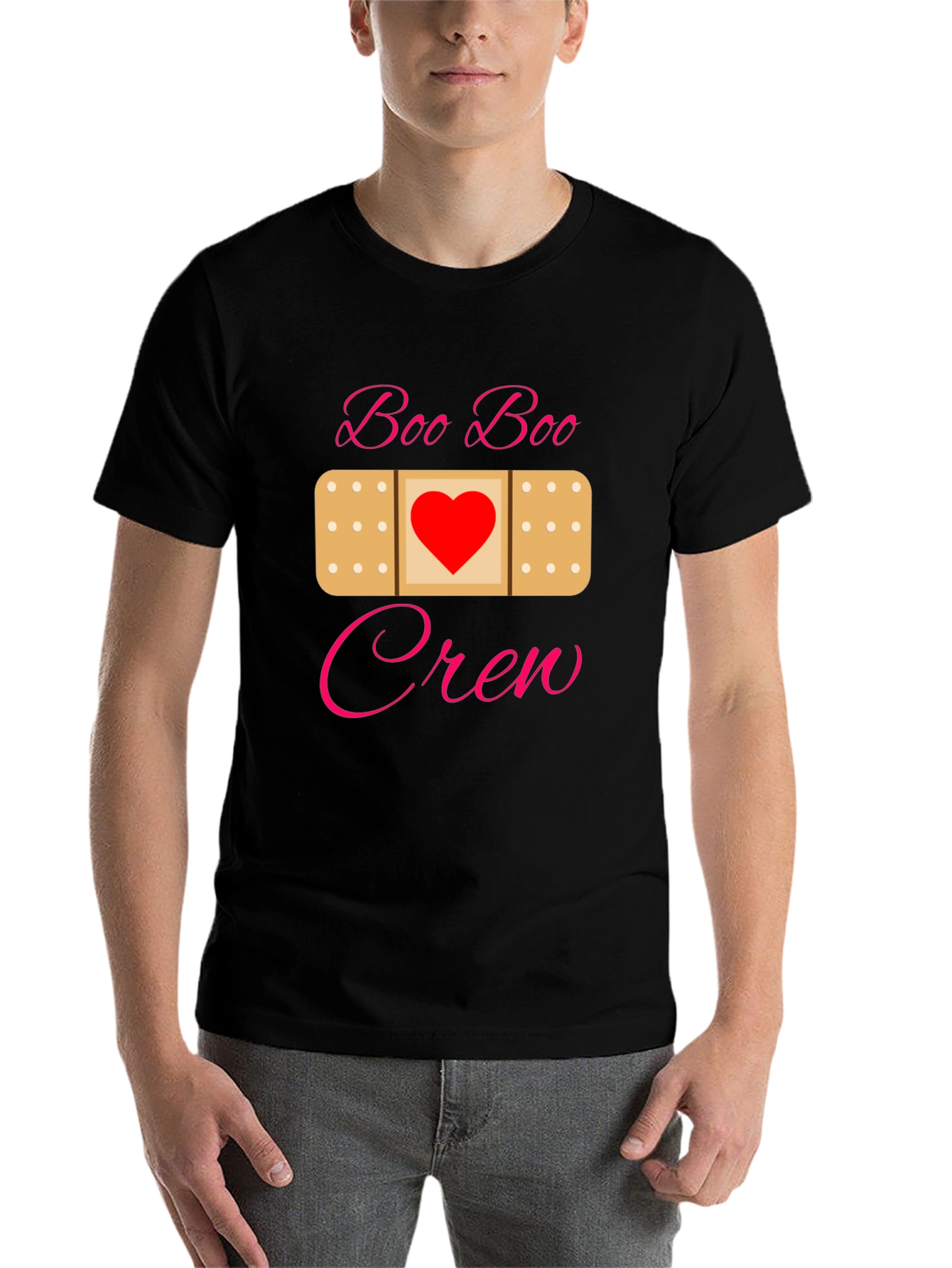 Black Boo Boo Crew Bandage Heart T-Shirt view 7