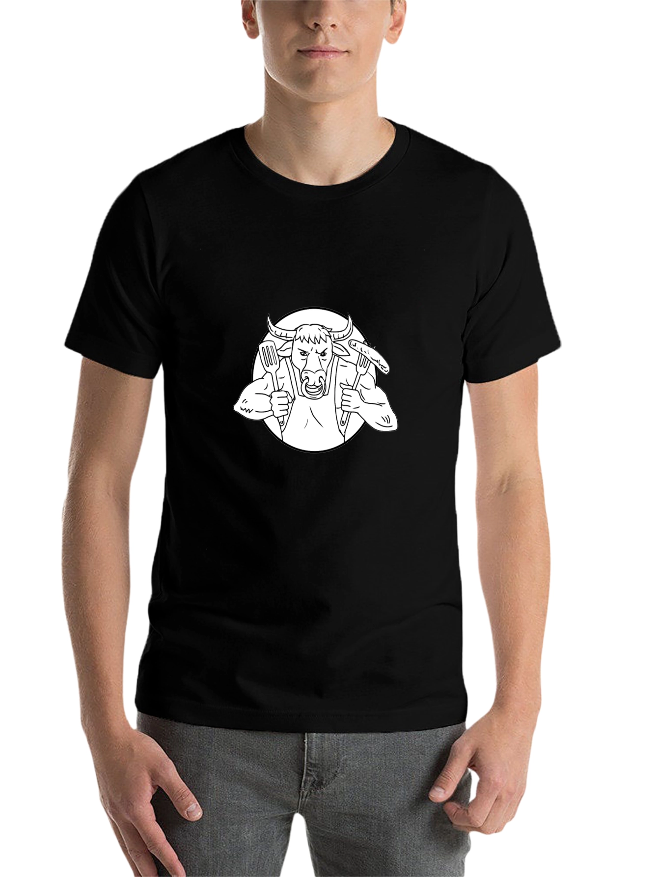 Black Bull Chef Graphic Tee - Funny BBQ T-Shirt view 7