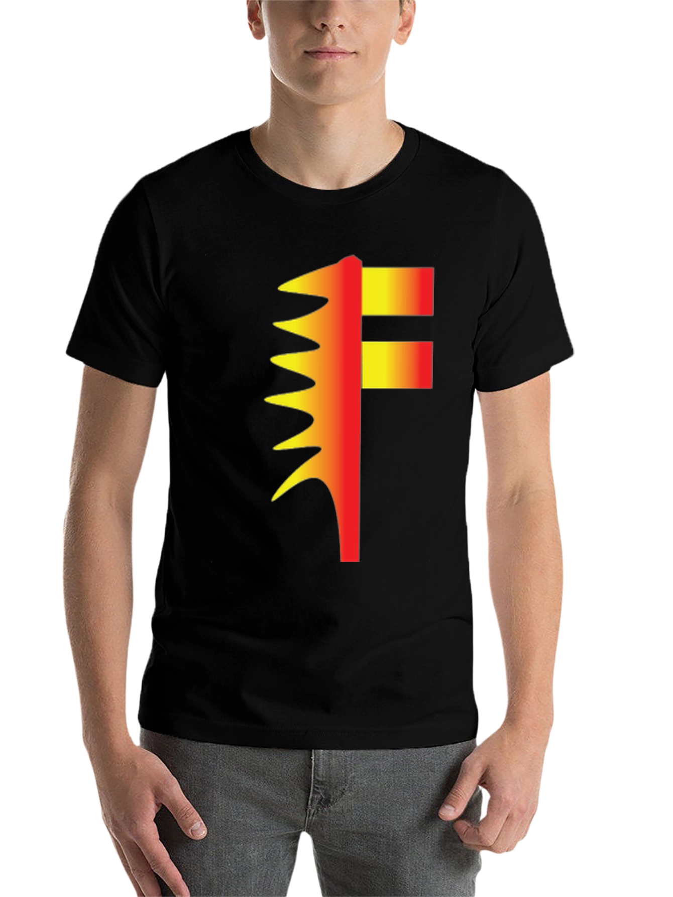 Black Abstract F Graphic Black Tee view 7