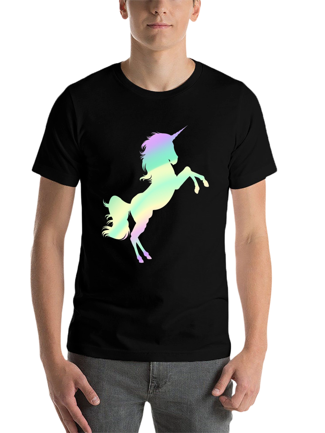 Black Unicorn Graphic Print Black T-Shirt view 7