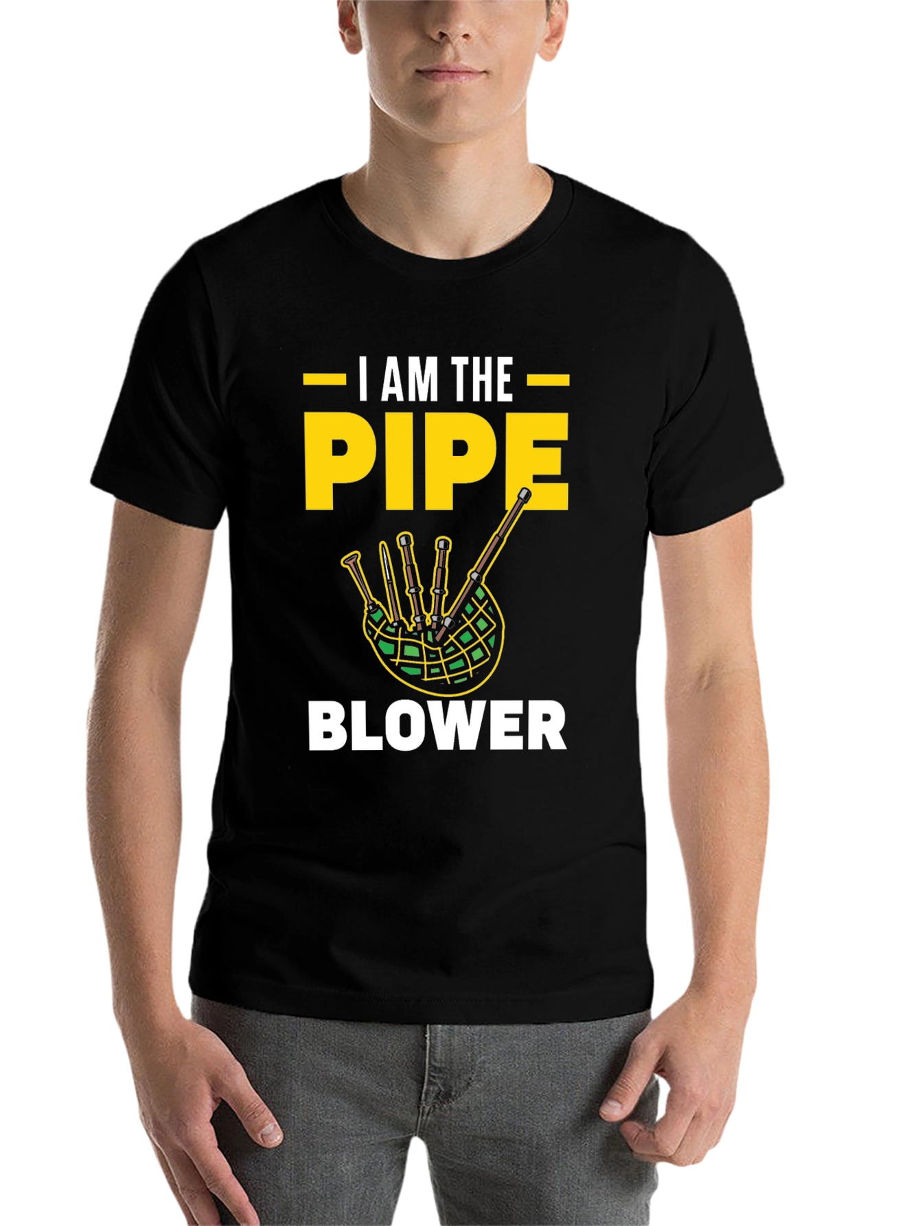 Black I AM THE PIPE BLOWER Graphic T-Shirt view 7