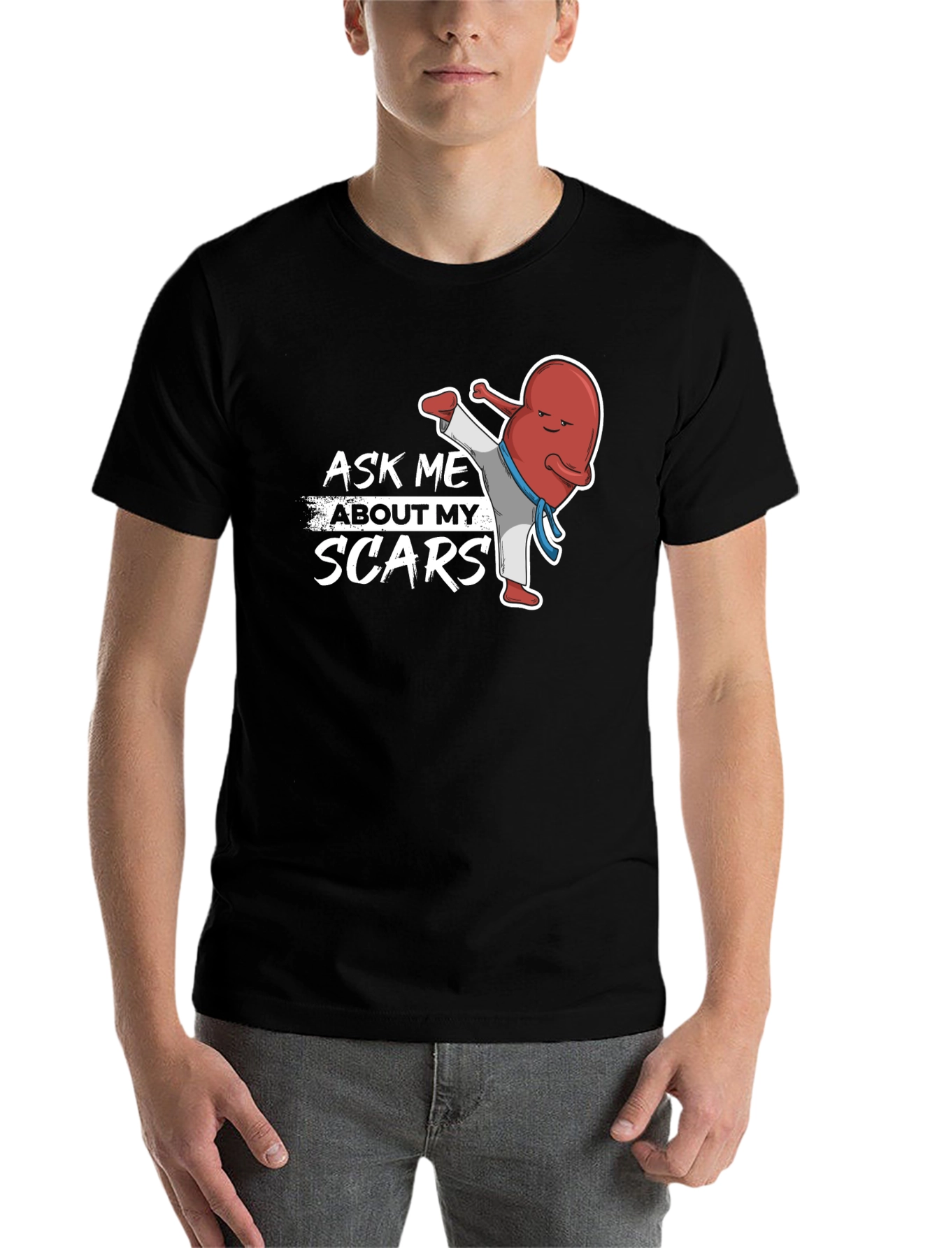 Black Ask Me About My Scars T-Shirt - Kidney Punch! view 7