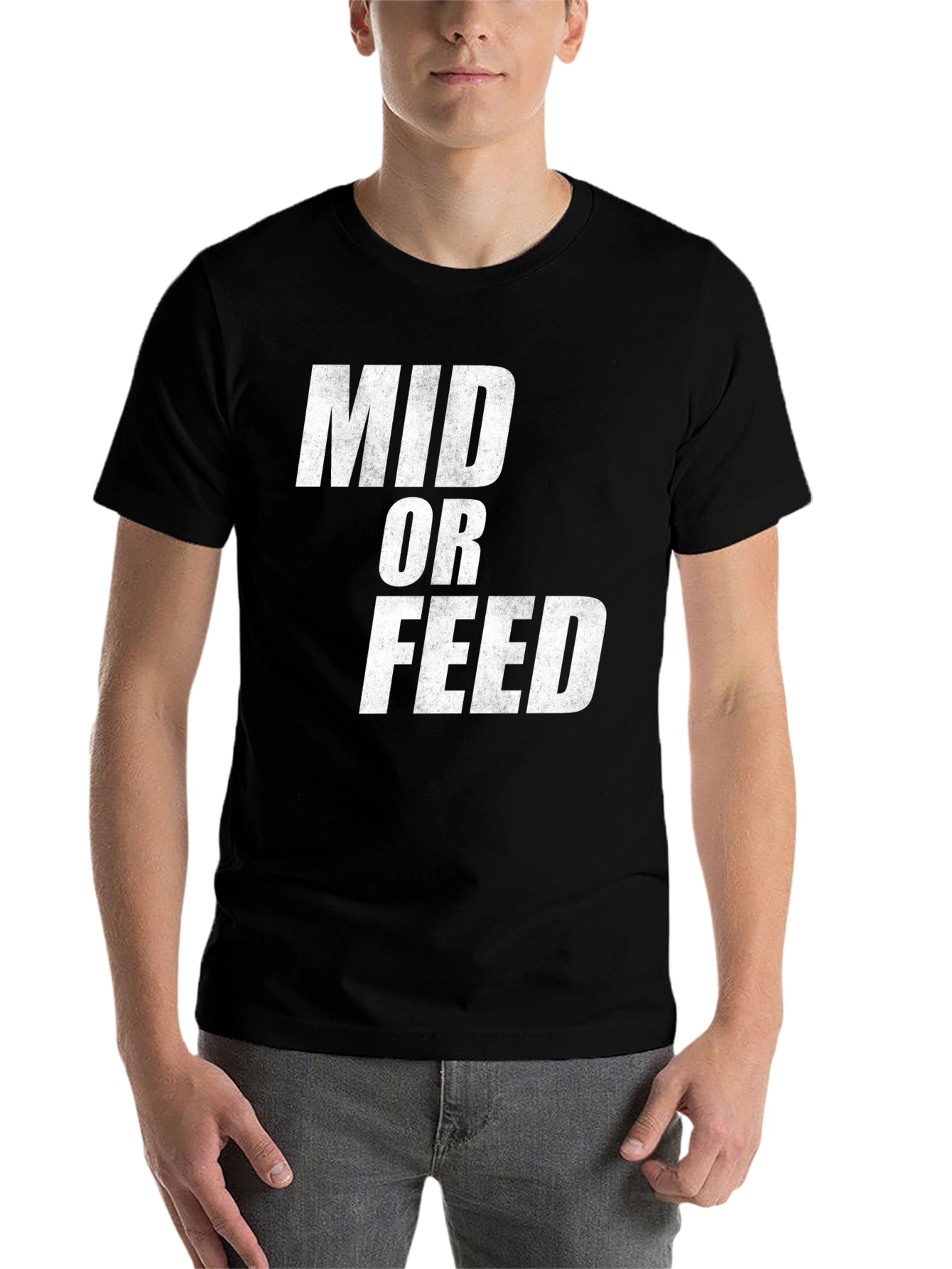 Black Mid or Feed Black Graphic Tee view 7