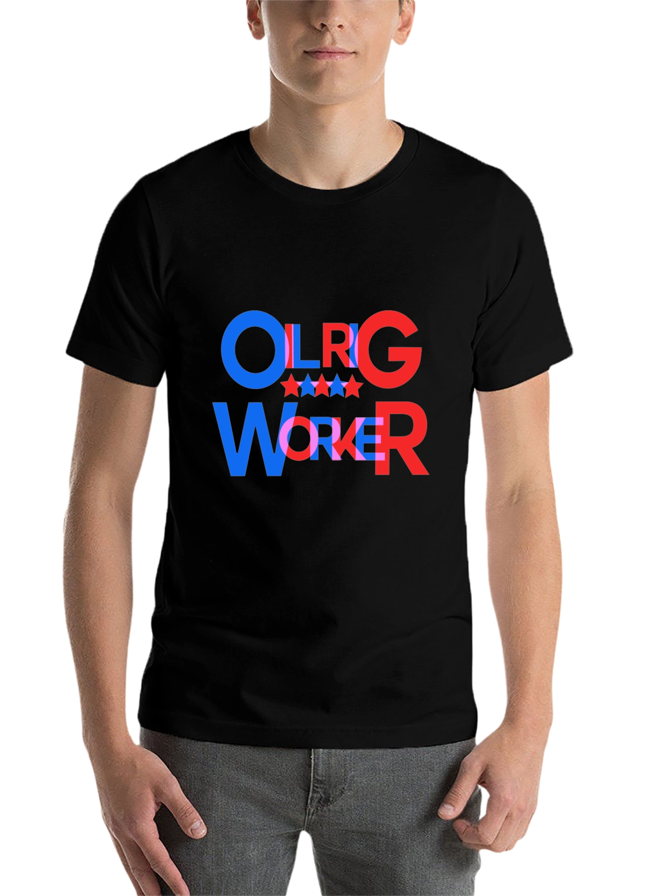 Black OLRG Worker Graphic T-Shirt - Patriotic Style view 7