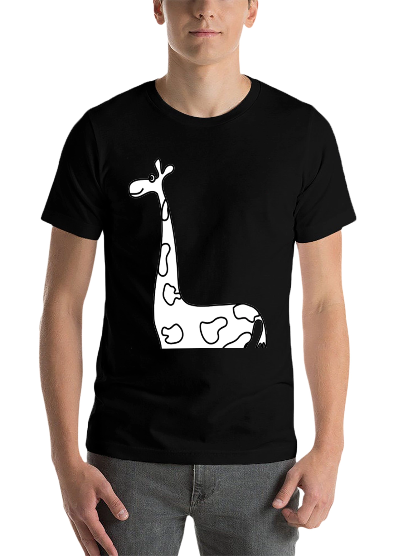Black Black Giraffe Print T-Shirt view 7