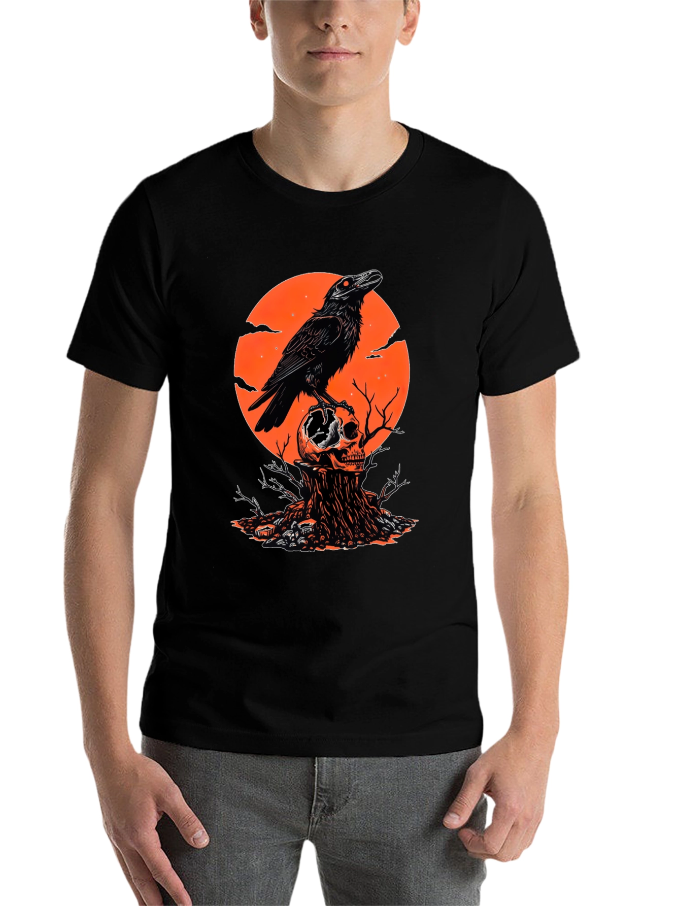 Black Raven Skull T-Shirt - Gothic Style view 7