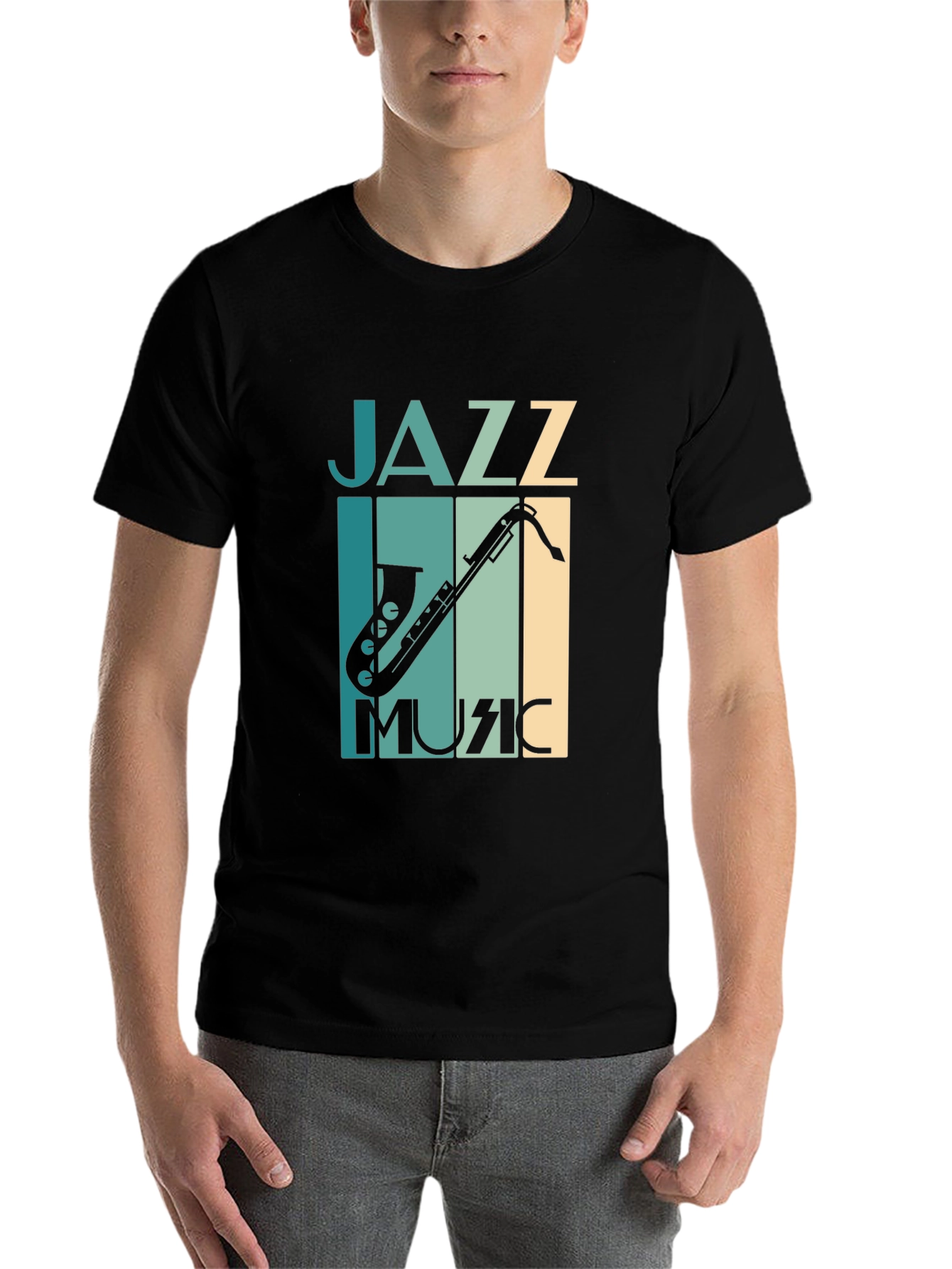 Black Jazz Music Graphic Tee - Black Saxophone T-Shirt view 7