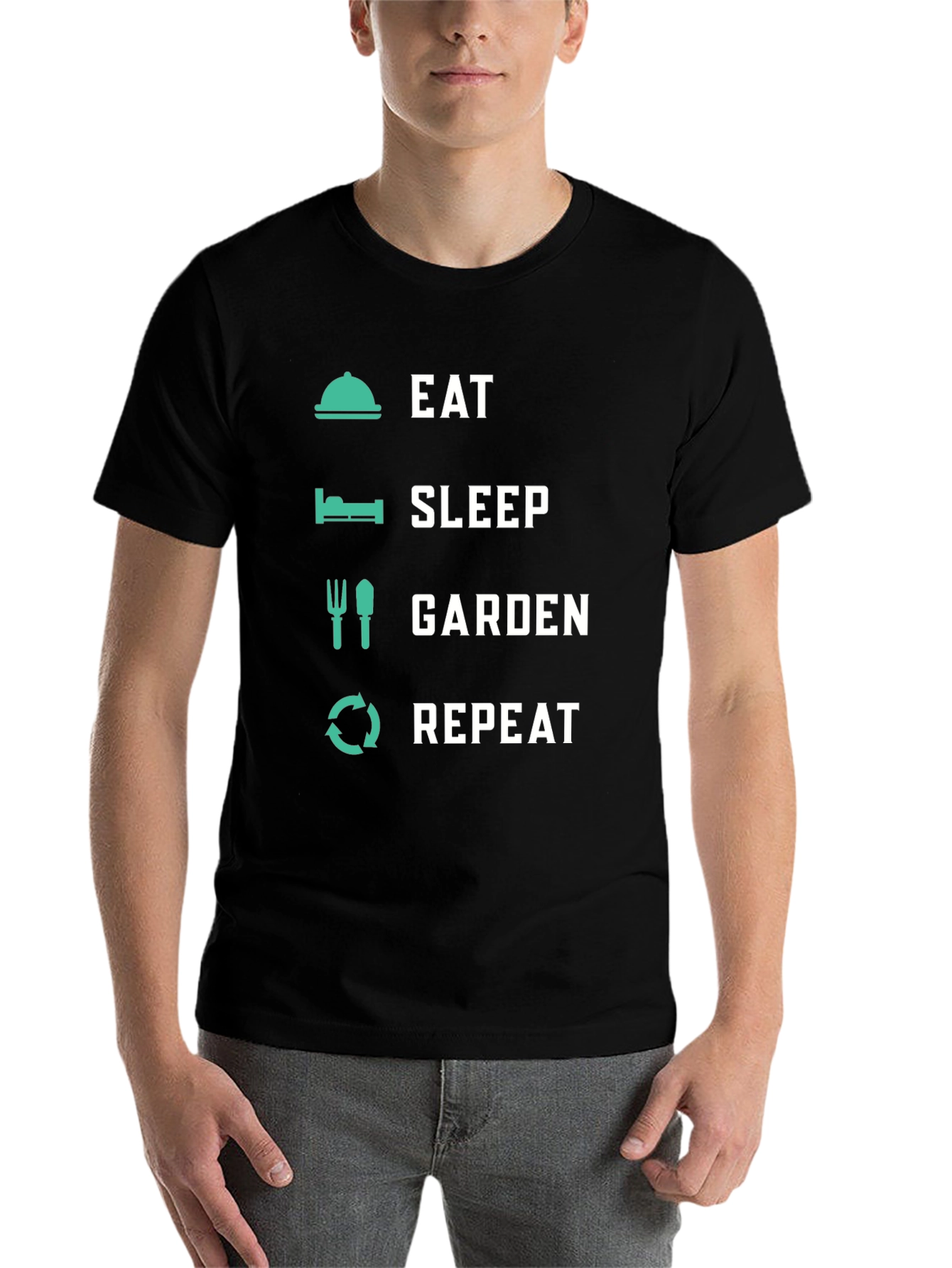 Black Eat Sleep Garden Repeat - Novelty Graphic T-Shirt view 7