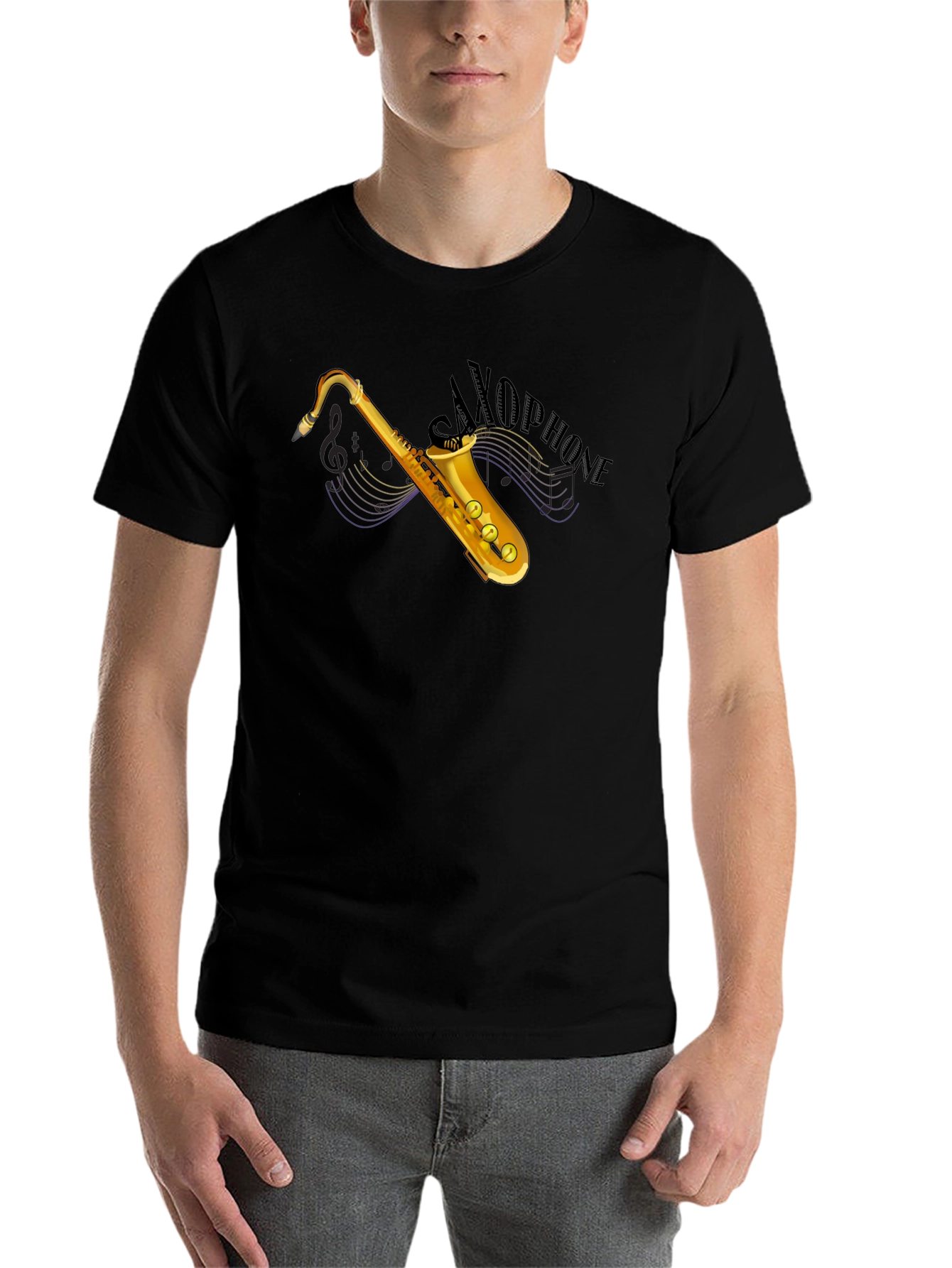 Black Saxophone Graphic T-Shirt - Music Lover Tee view 7
