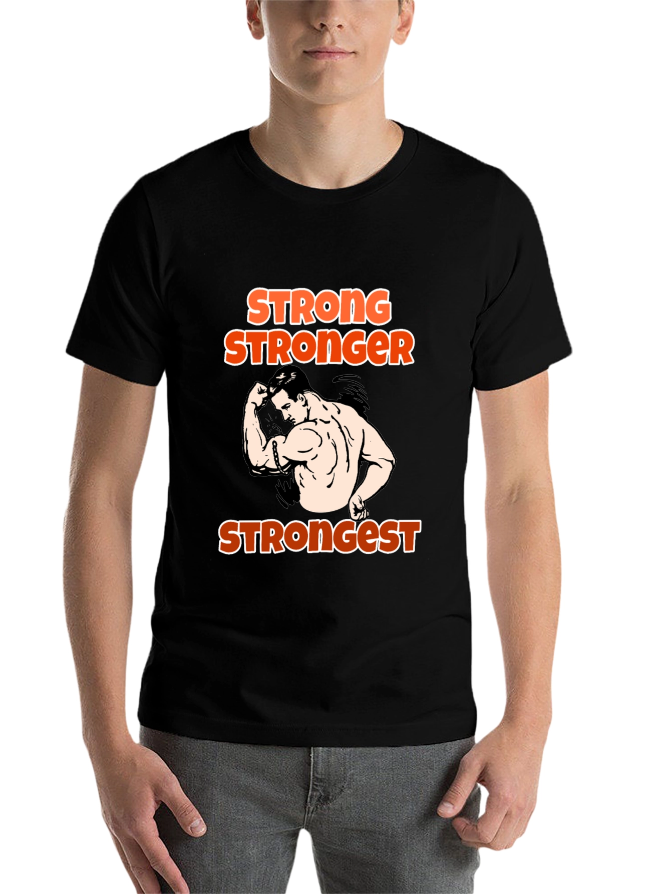 Black Stronger T-Shirt:  Funny Workout Gym Tee view 7