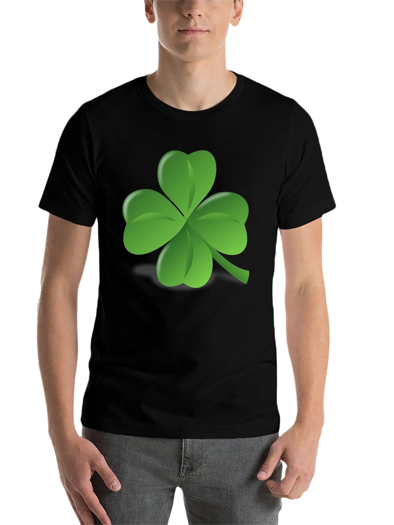 Black Lucky Clover Black T-Shirt view 7