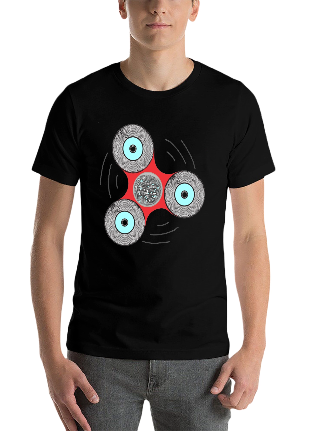 Black Disco Fidget Spinner Graphic Tee view 7