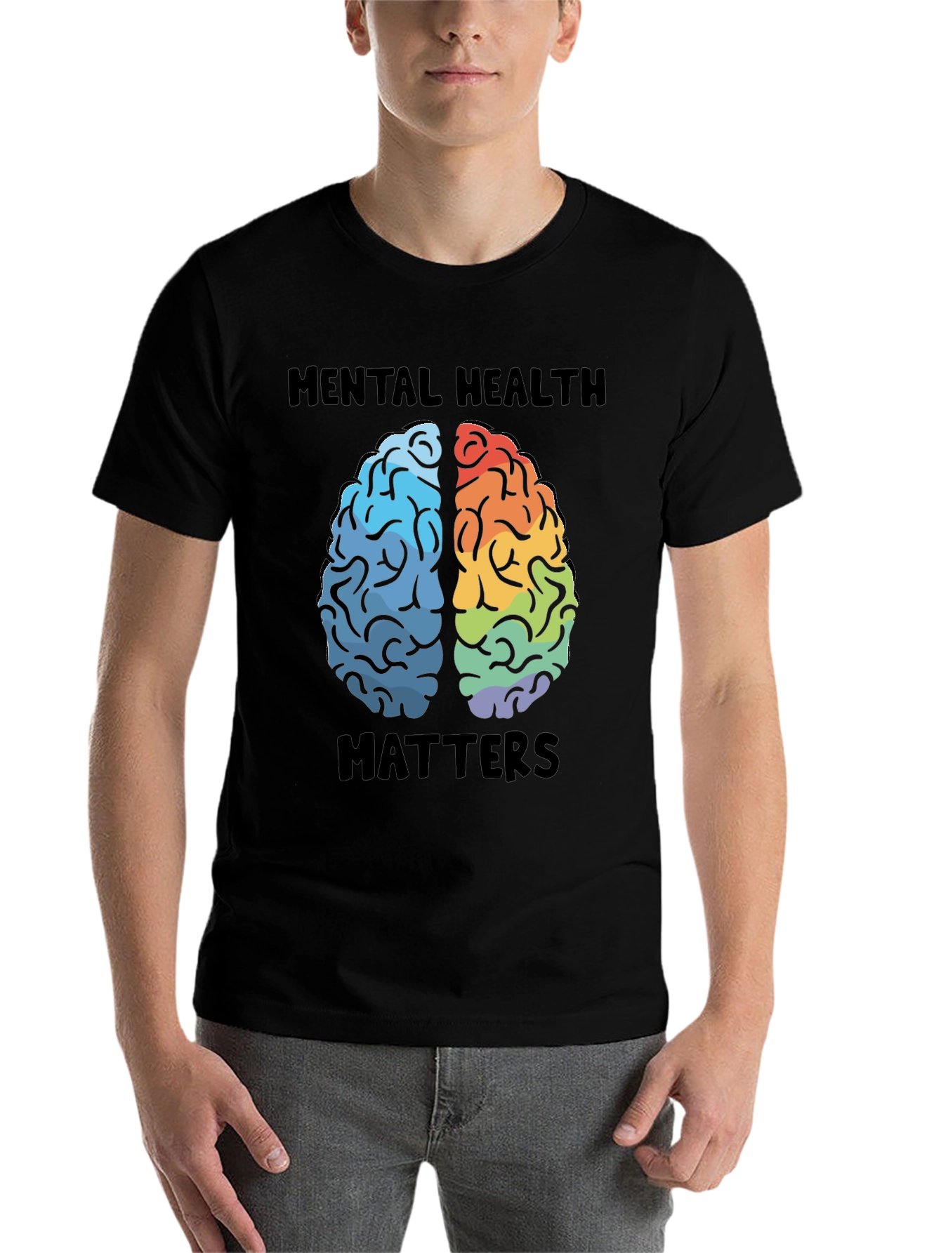 Black Mental Health Matters Brain Graphic T-Shirt view 7