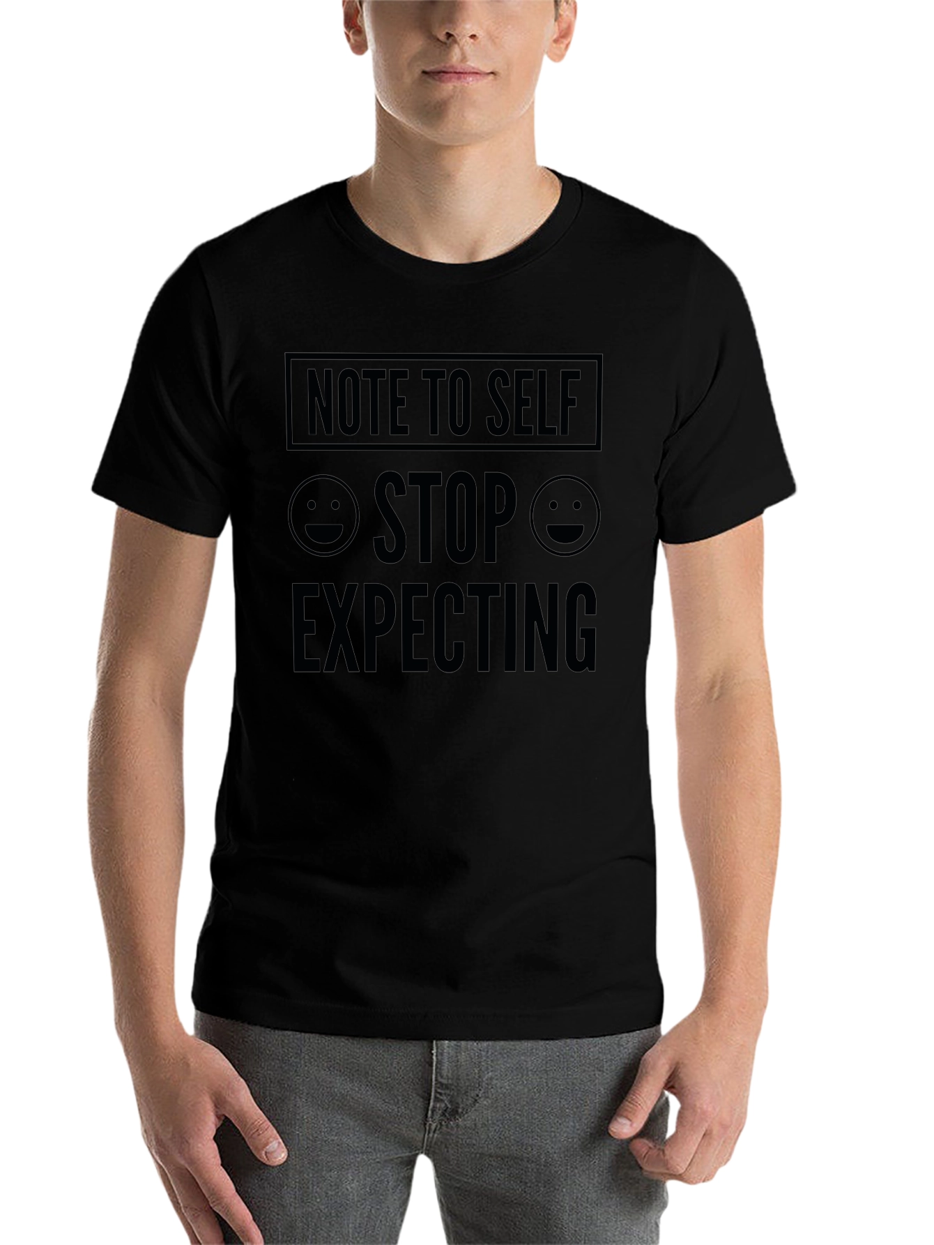 Black Note to Self Funny Graphic Tee - Expectation Humor view 7
