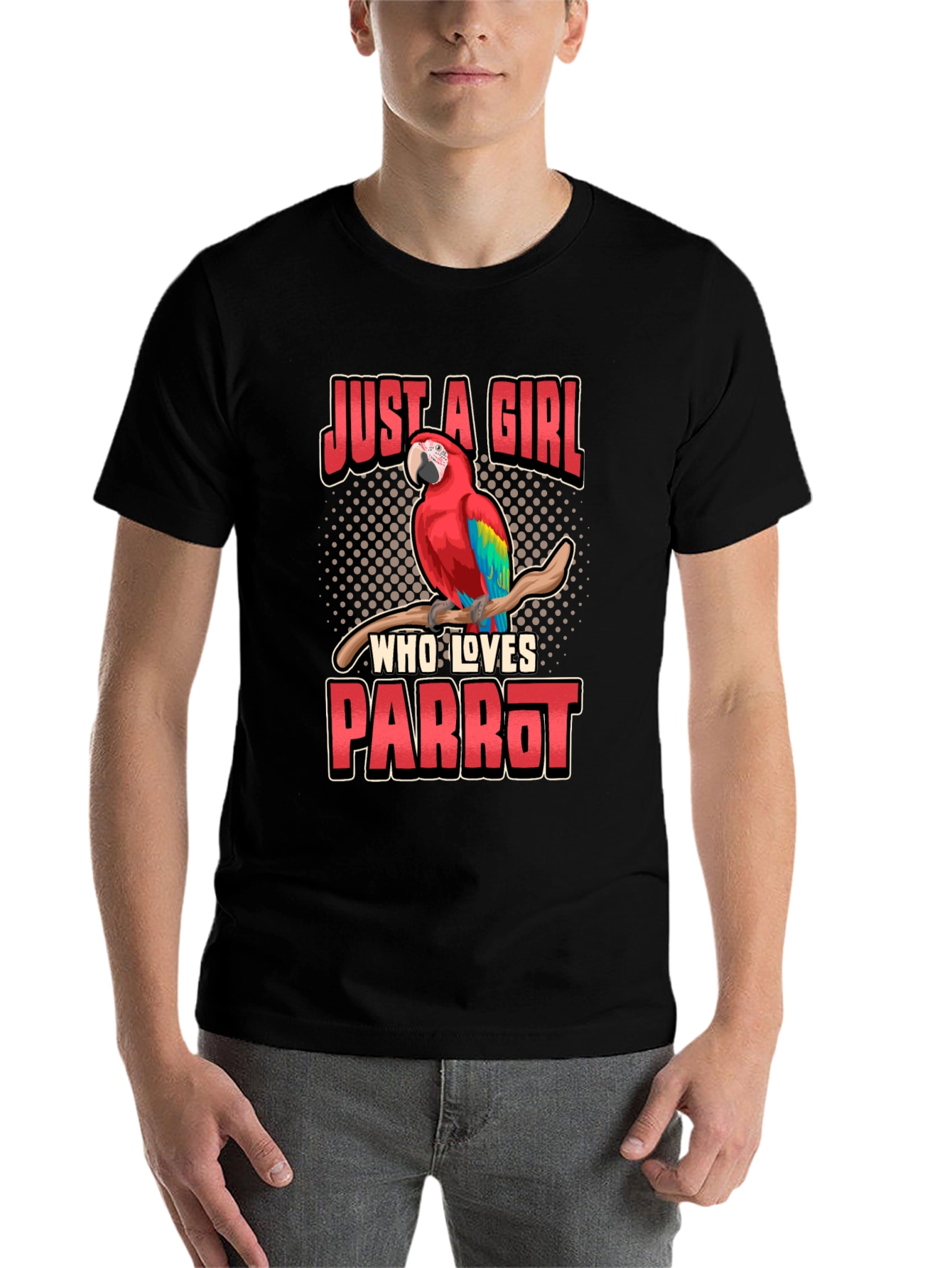 Black Just A Girl Who Loves Parrot T-Shirt view 7