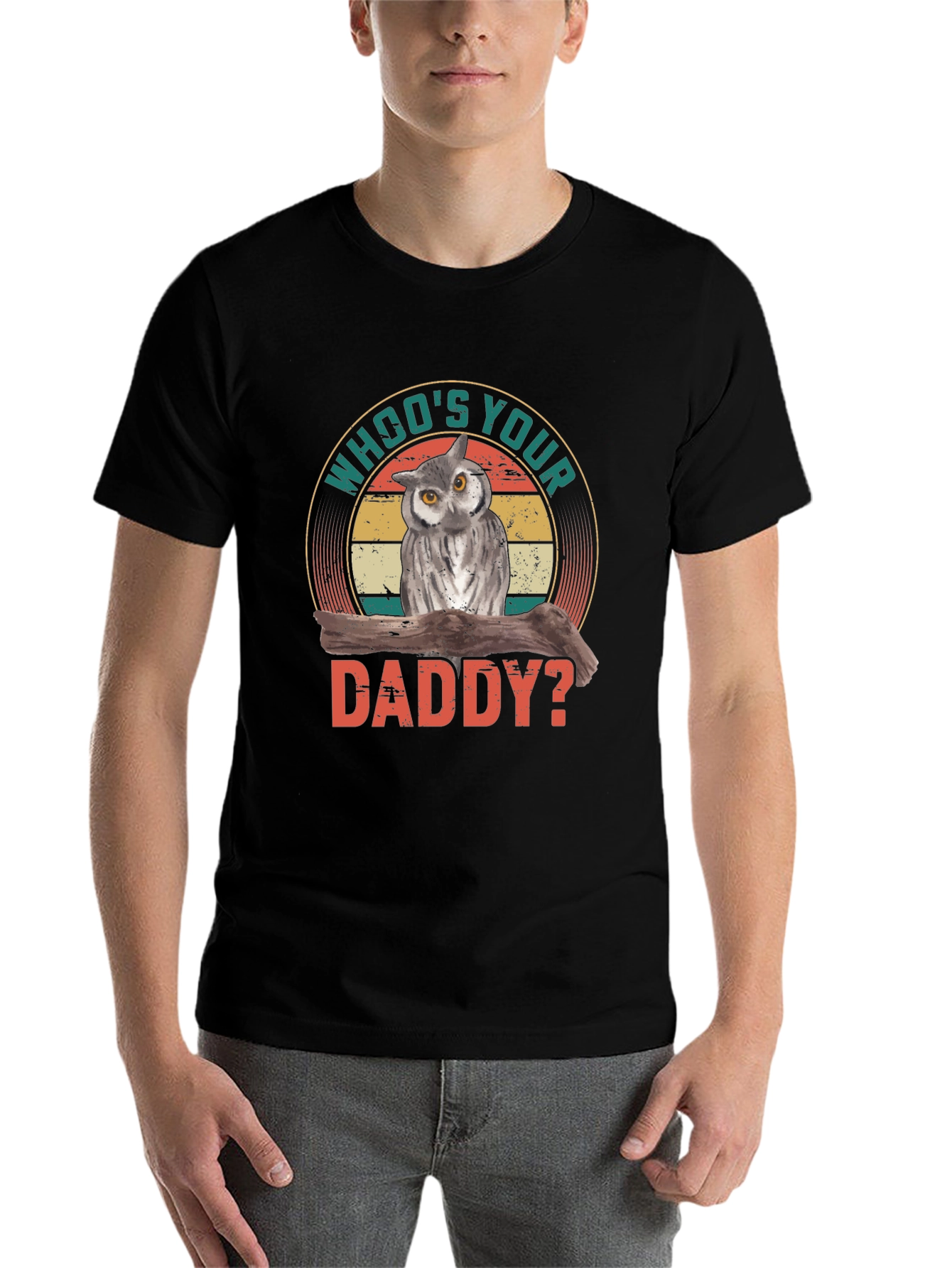 Black Who's Your Daddy Owl Graphic Tee - Vintage Style view 7