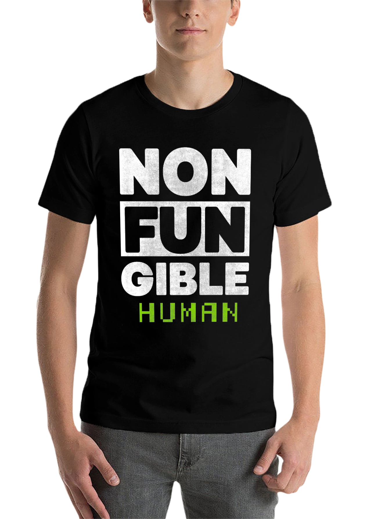 Black Non-Fungible Human Funny T-Shirt view 7