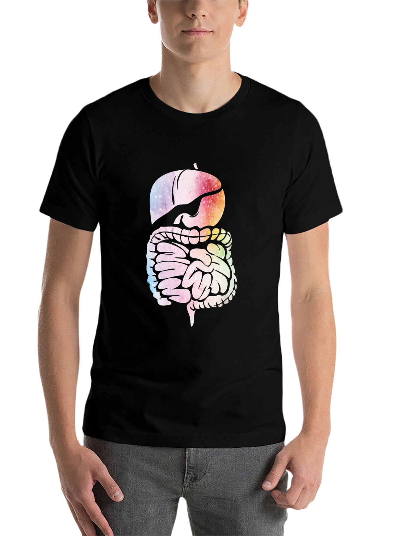 Black Digestive System Graphic Tee - Novelty Anatomy Shirt view 7