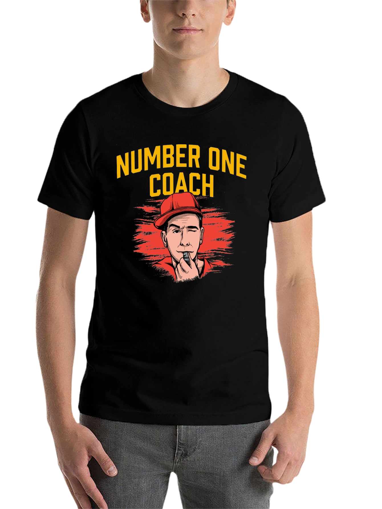 Black Number One Coach T-Shirt - Sports Fan Apparel view 7